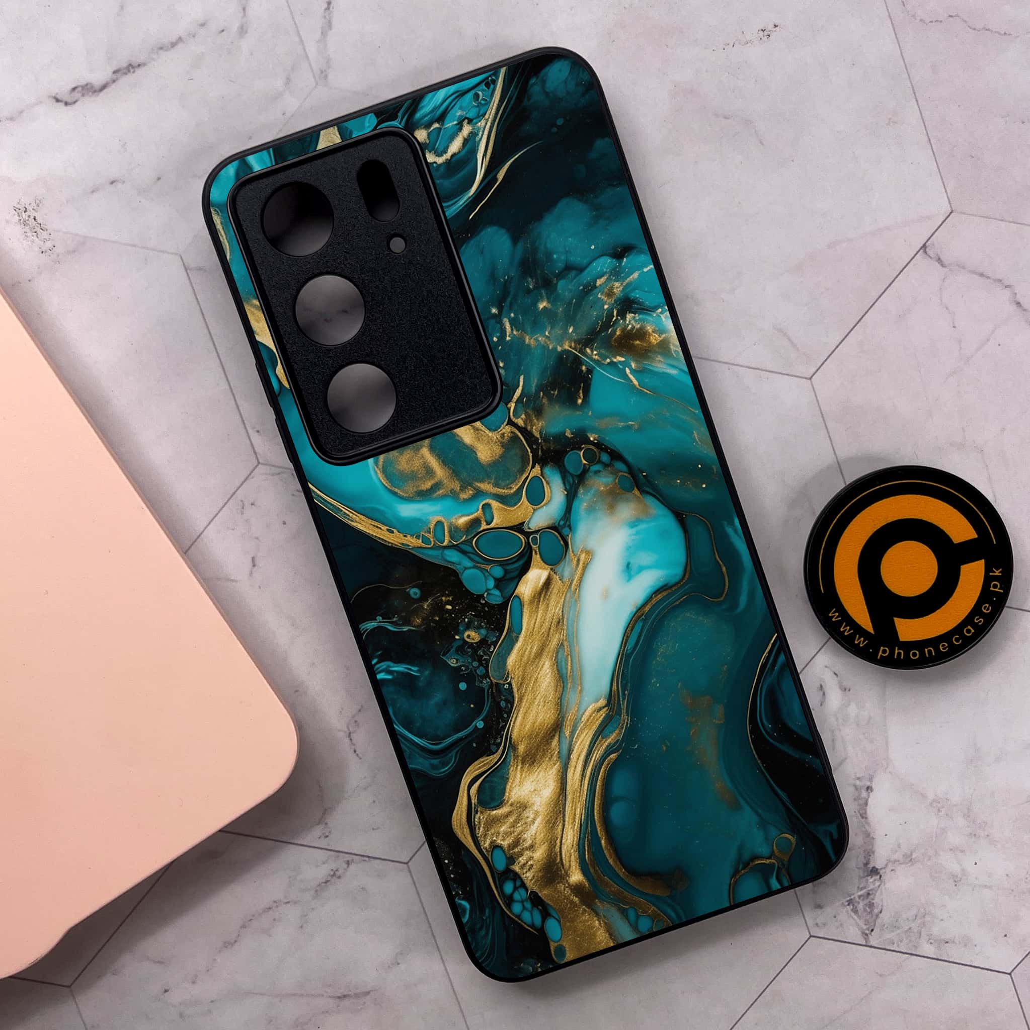 Realme C75 4G - Liquid Marble Series - Premium Metal Printed soft Bumper shock Proof Case