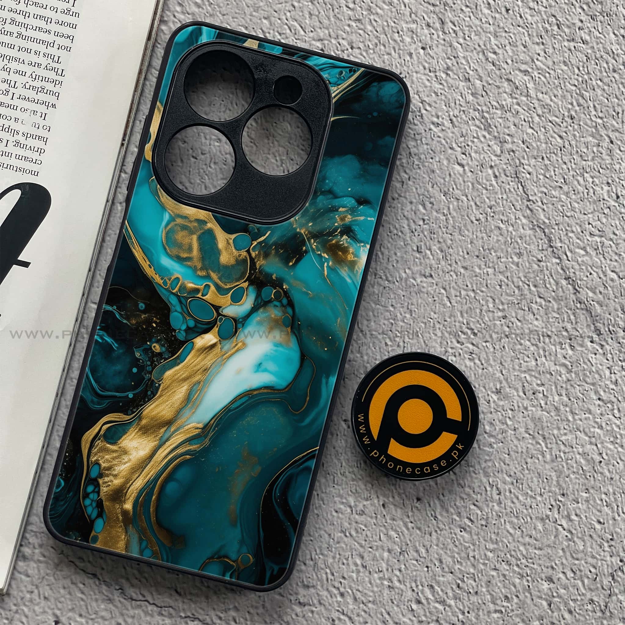 Tecno Spark 20C - Liquid Marble Series - Premium Printed Glass soft Bumper shock Proof Case