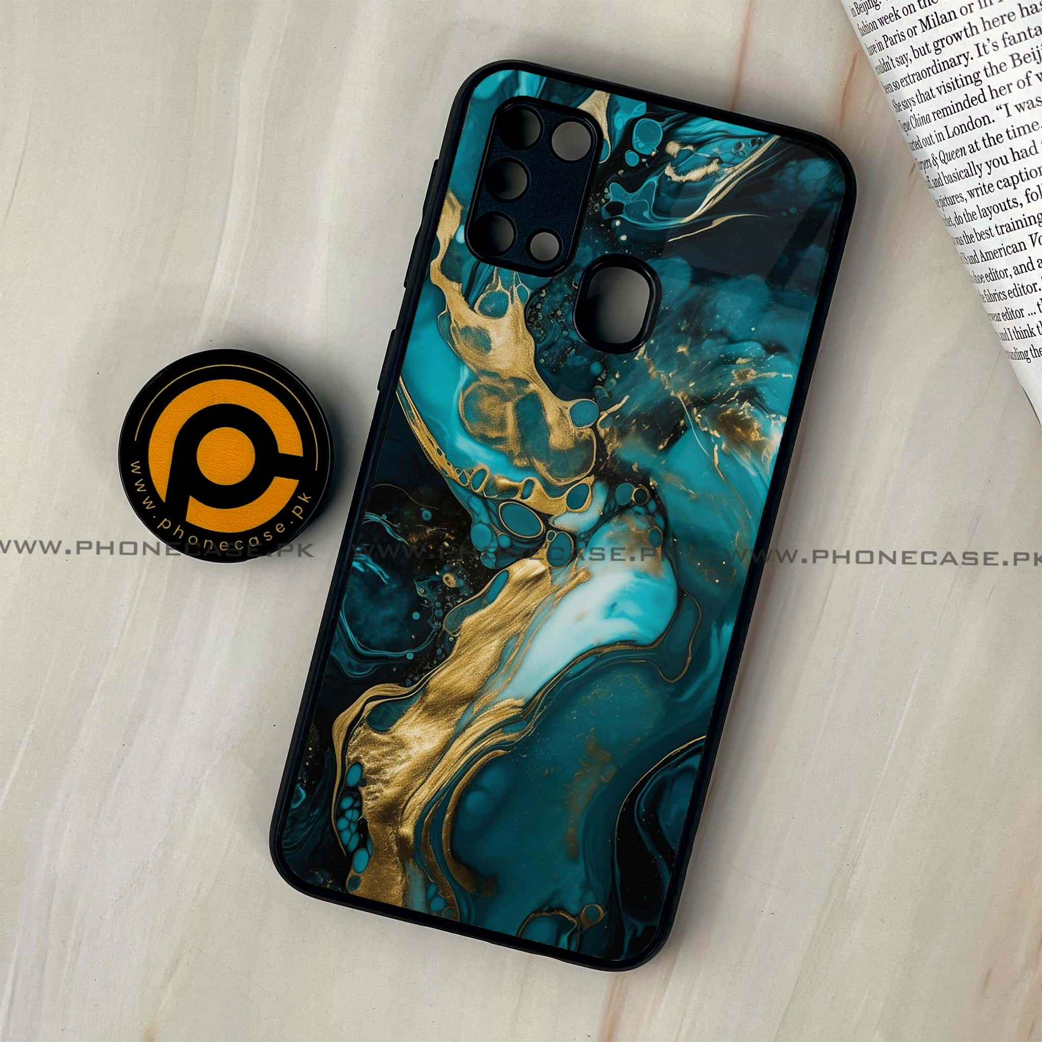 Galaxy M31 - Liquid Marble Series - Premium Printed Glass soft Bumper shock Proof Case