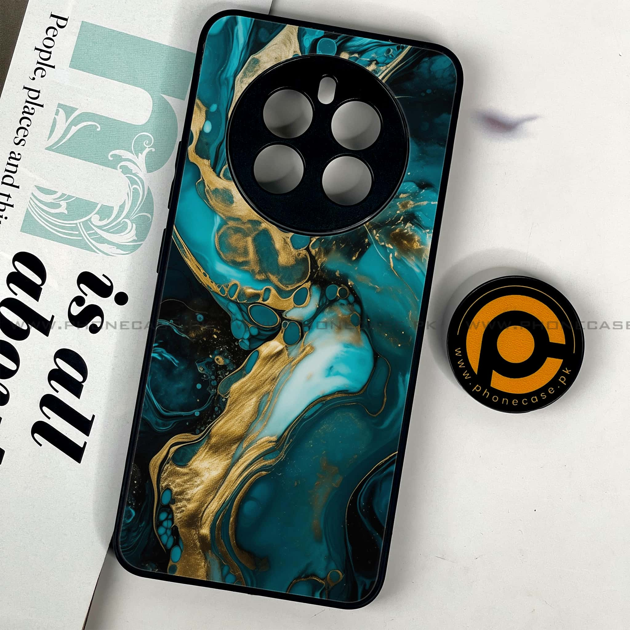 Realme 12 - Liquid Marble Series - Premium Printed Glass soft Bumper shock Proof Case