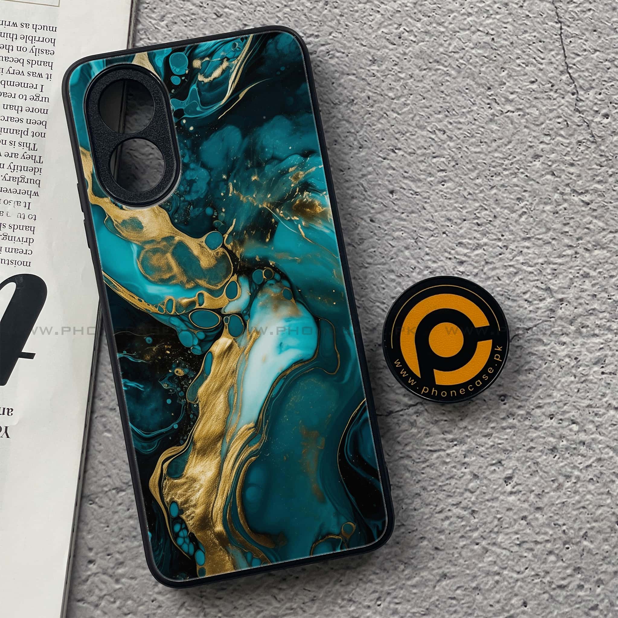 Oppo A18 4G - Liquid Marble Series - Premium Printed Glass soft Bumper shock Proof Case