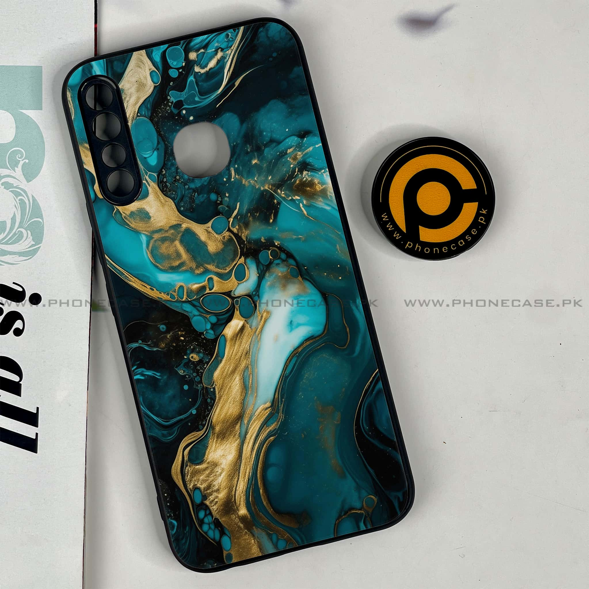 Infinix Hot 8 Lite - Liquid Marble Series - Premium Printed Glass soft Bumper shock Proof Case