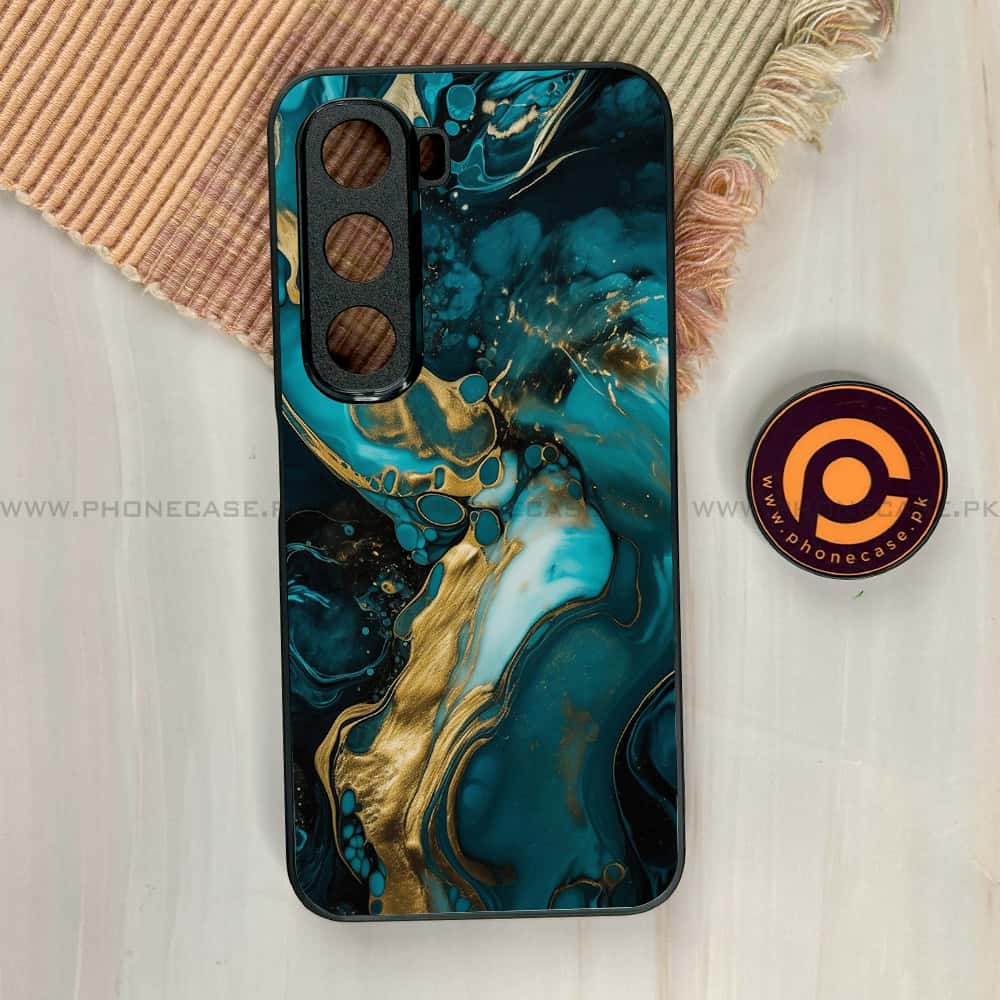 Infinix Hot 60i - Liquid Marble Series - Premium Metal Printed soft Bumper shock Proof Case