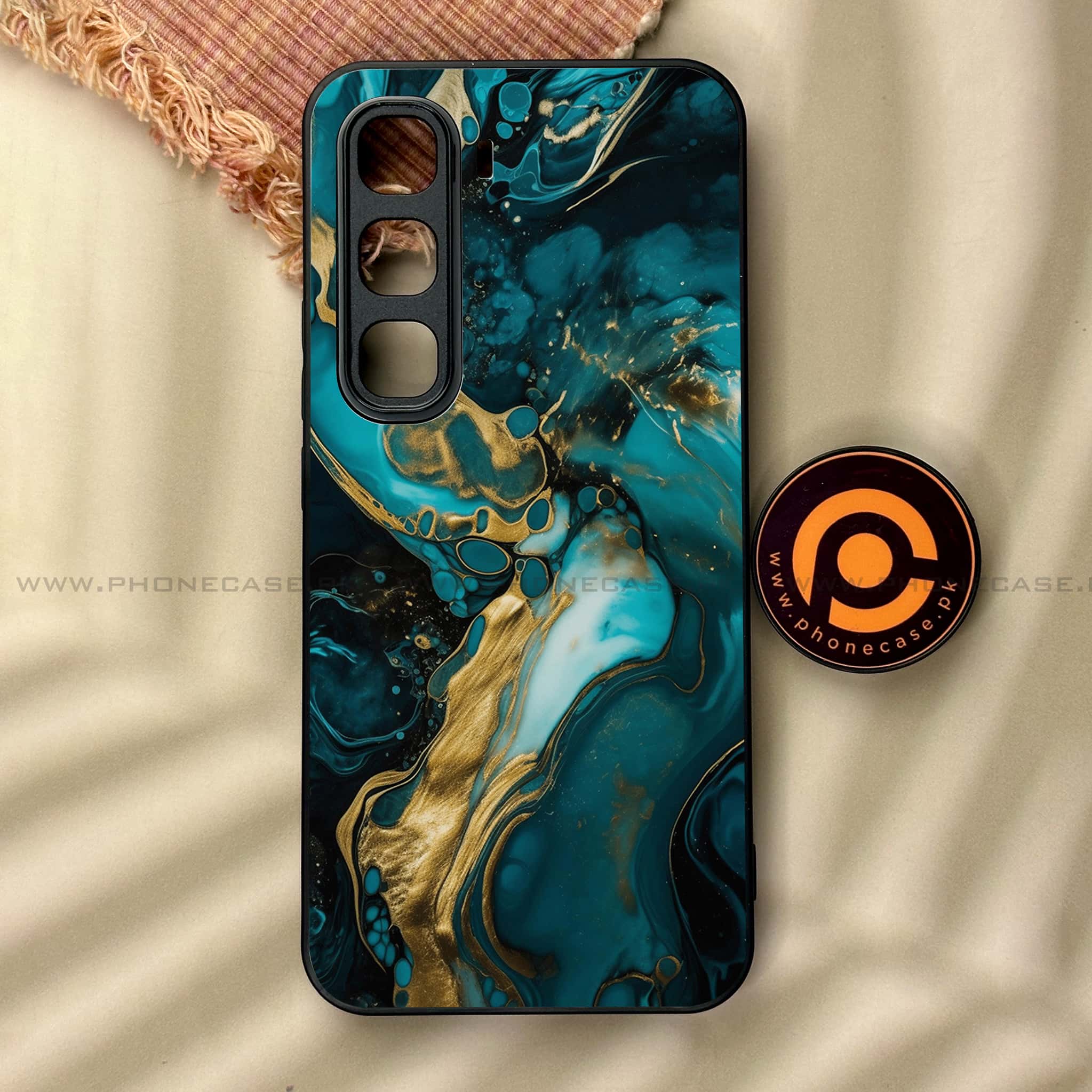 Infinix Hot 60 Pro - Liquid Marble Series - Premium Metal Printed soft Bumper shock Proof Case