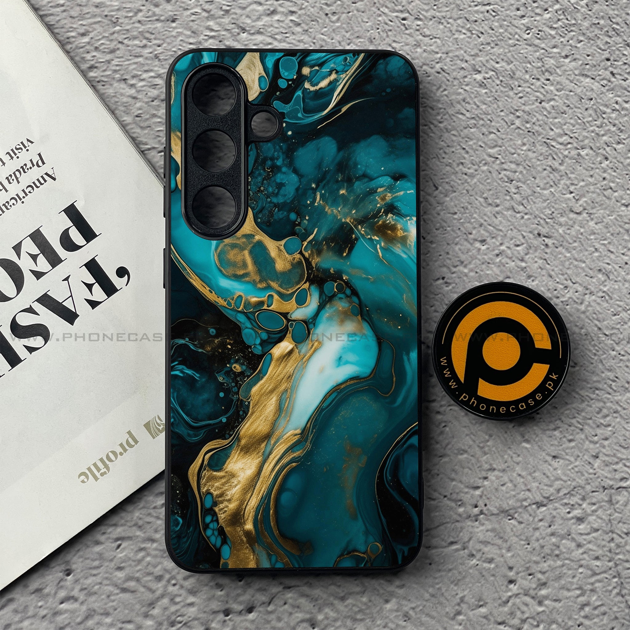Samsung Galaxy S25 FE - Liquid Marble Series - Premium Metal Printed soft Bumper shock Proof Case