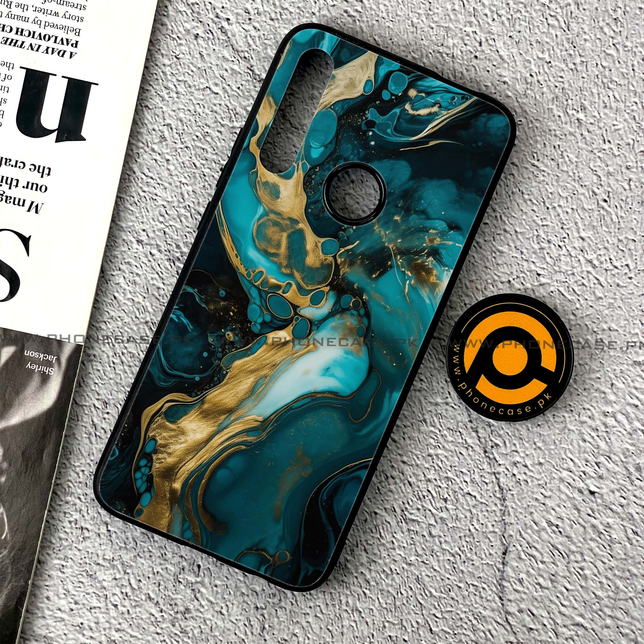 Huawei Y9 Prime (2019) - Liquid Marble Series - Premium Printed Glass soft Bumper shock Proof Case