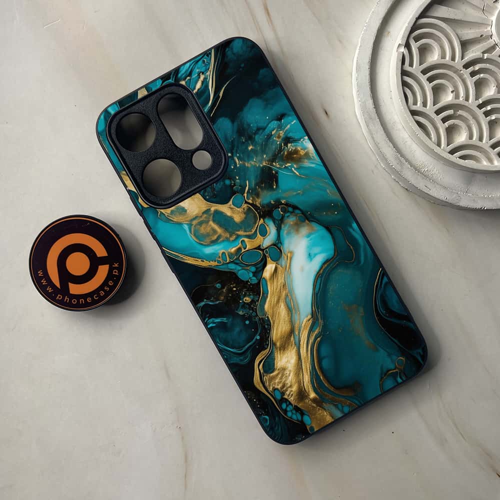 Oppo Reno 14 5G - Liquid Marble Series - Premium Metal Printed soft Bumper shock Proof Case