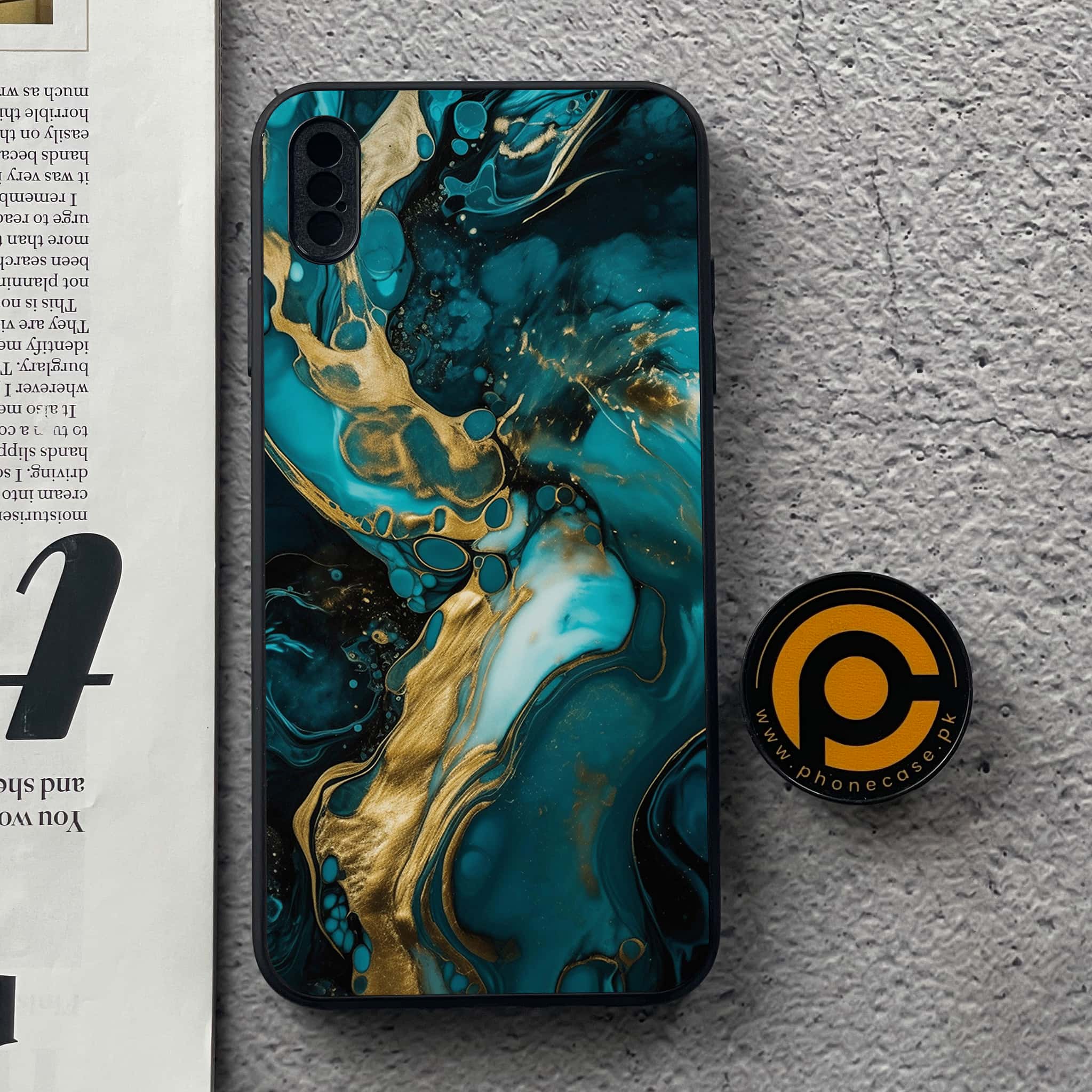 iPhone Xs Max - Liquid Marble Series - Premium Metal Printed soft Bumper shock Proof Case