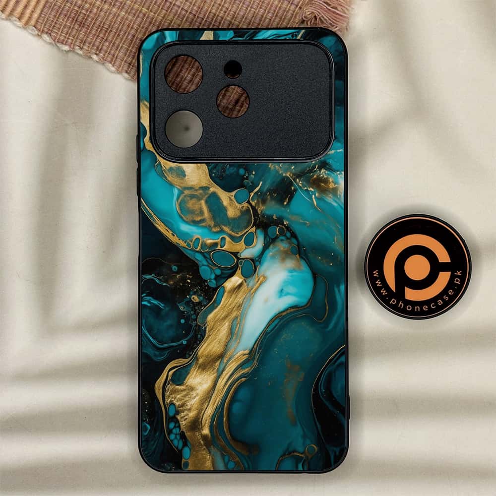 Tecno Spark 40 - Liquid Marble Series - Premium Metal Printed soft Bumper shock Proof Case