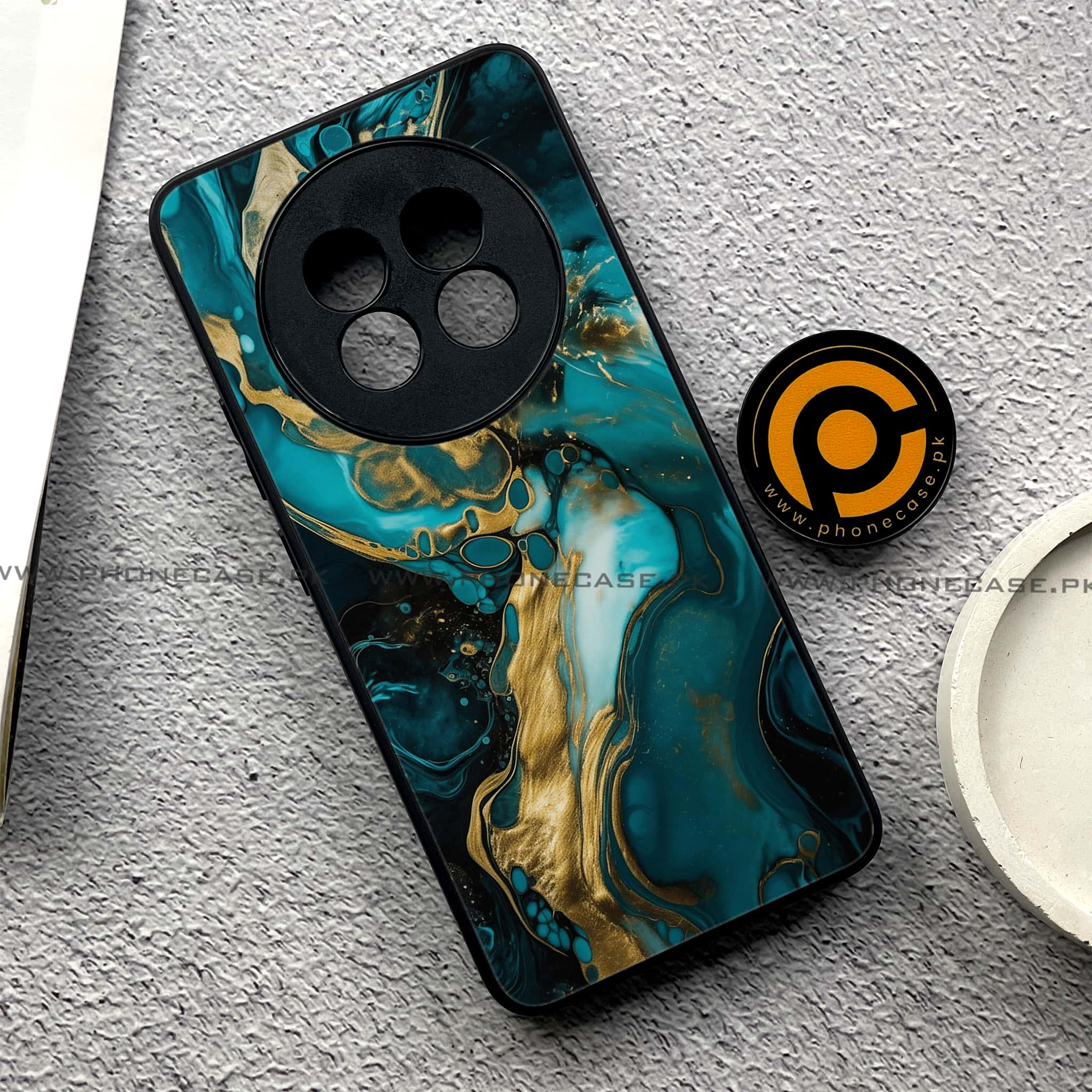 Realme 13 Plus - Liquid Marble Series - Premium Printed Glass soft Bumper shock Proof Case