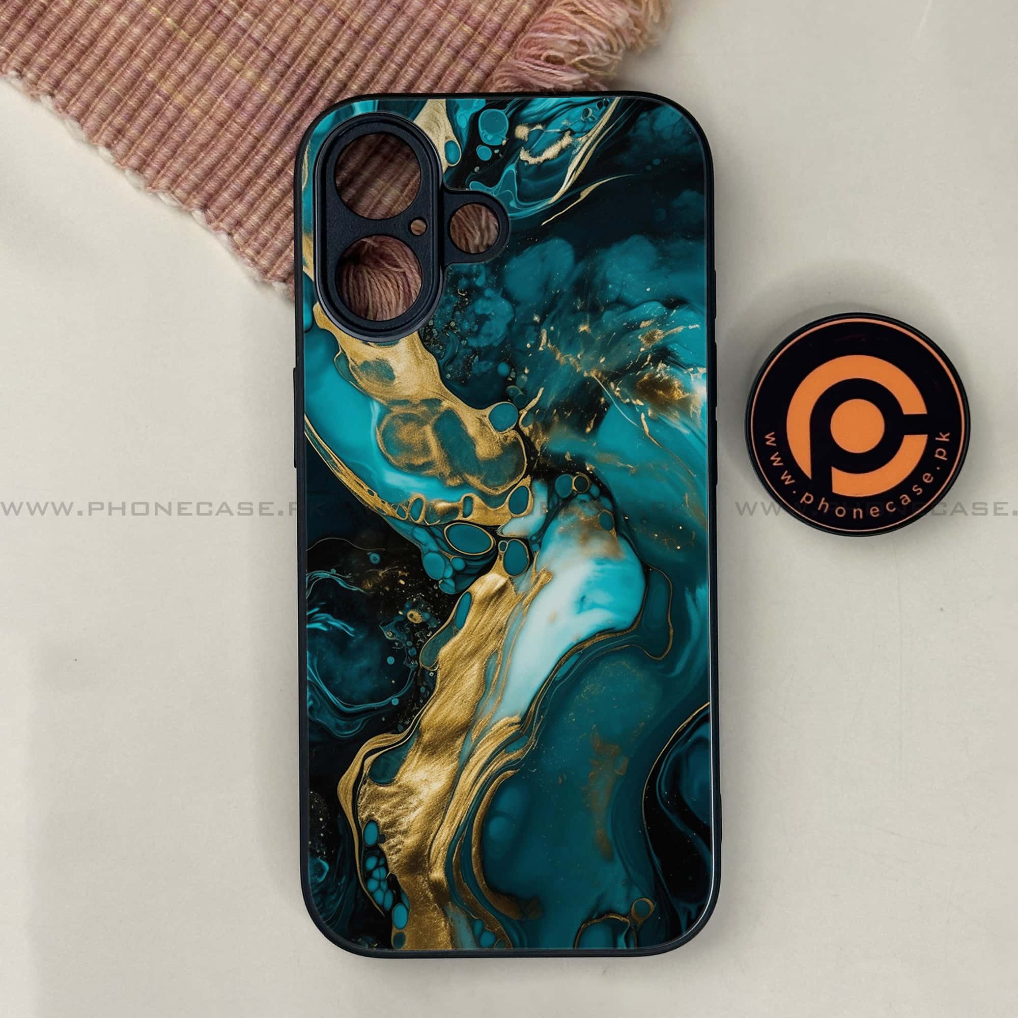 iPhone 17 - Liquid Marble Series - Premium Printed Glass soft Bumper shock Proof Case