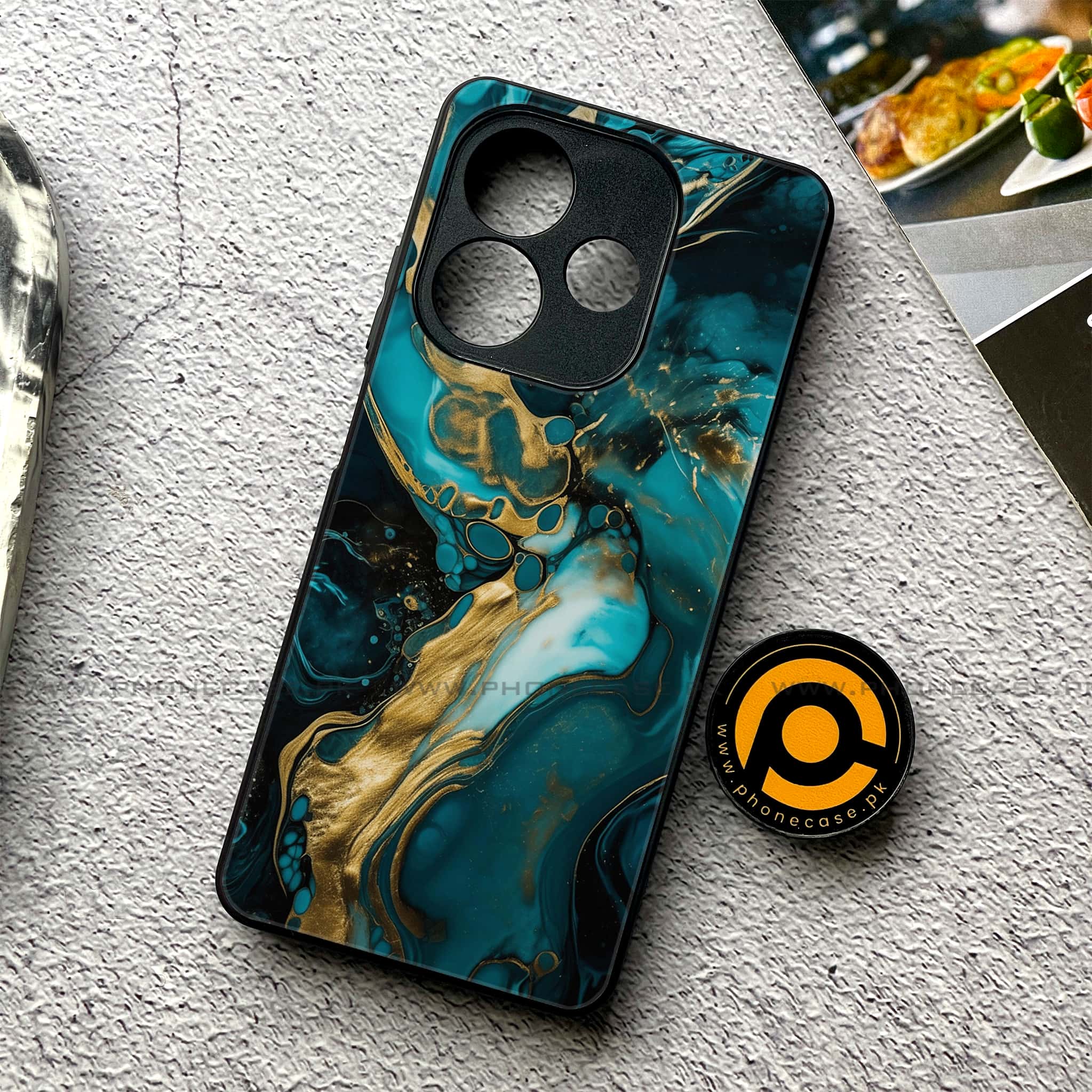 Oppo A5 Pro - Liquid Marble Series - Premium Metal Printed soft Bumper shock Proof Case