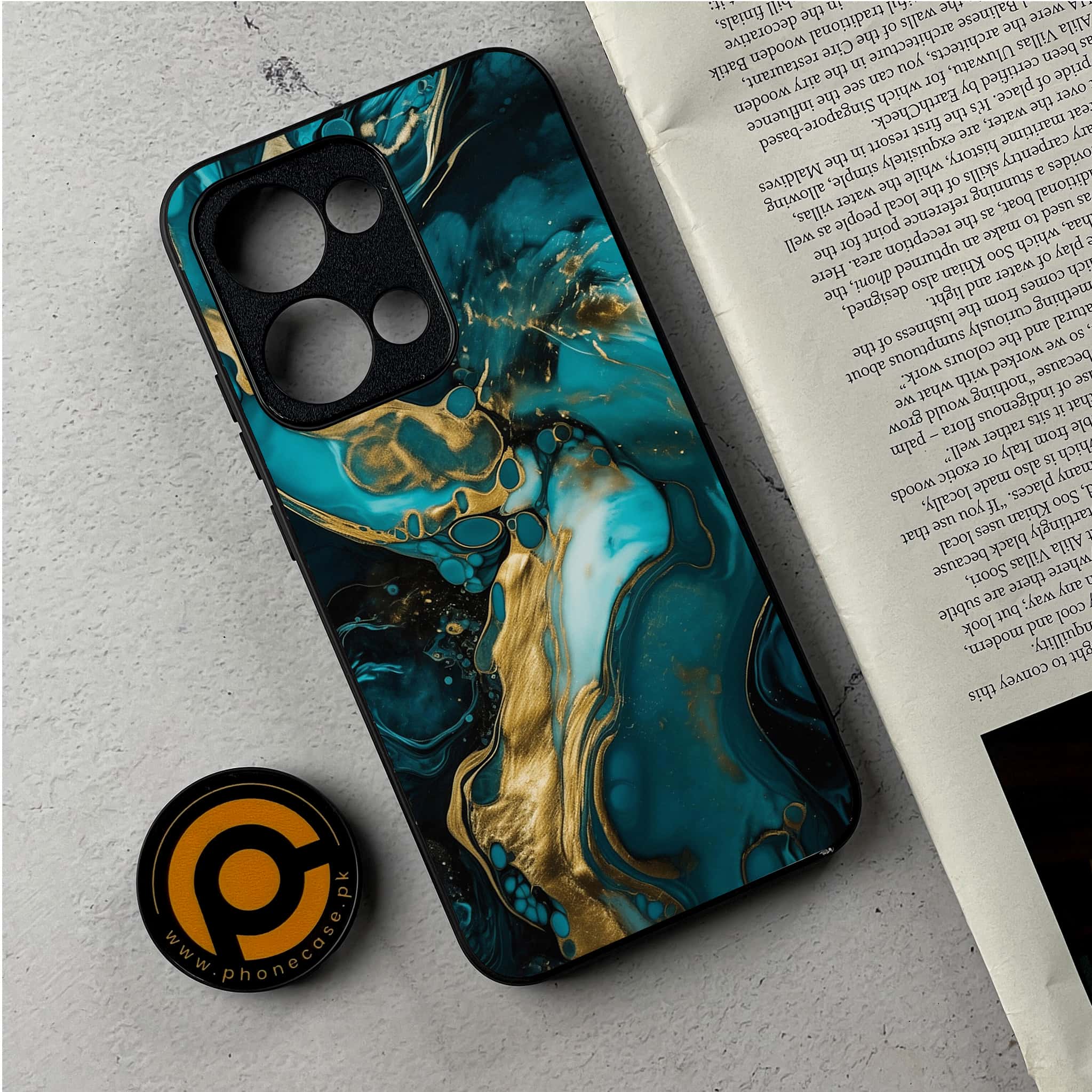 Oppo Reno 13 - Liquid Marble Series - Premium Metal Printed Soft Bumper Shockproof Case