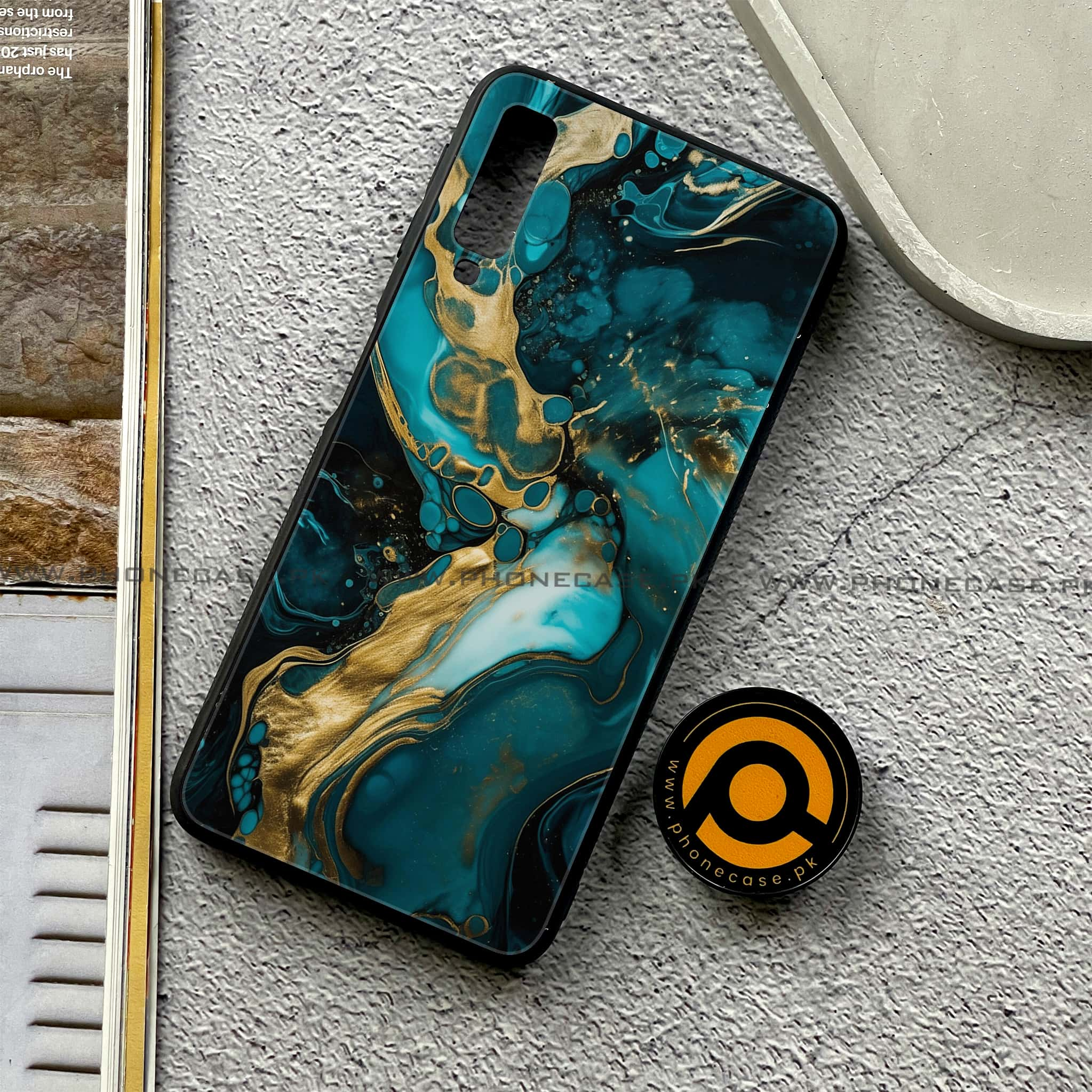 Galaxy A7 2018 - Liquid Marble Series - Premium Printed Metal soft Bumper shock Proof Case