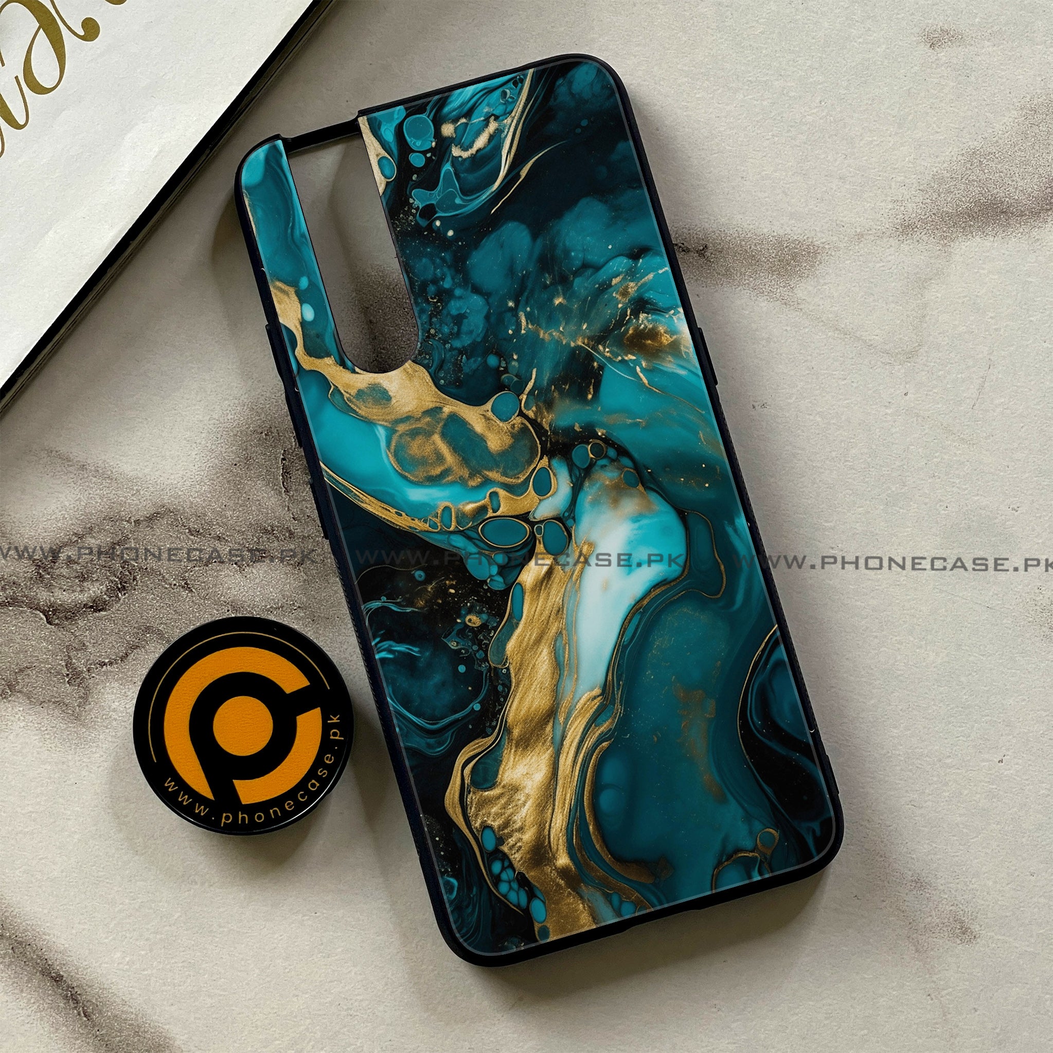 Vivo V15 Pro - Liquid Marble Series - Premium Printed Glass soft Bumper shock Proof Case