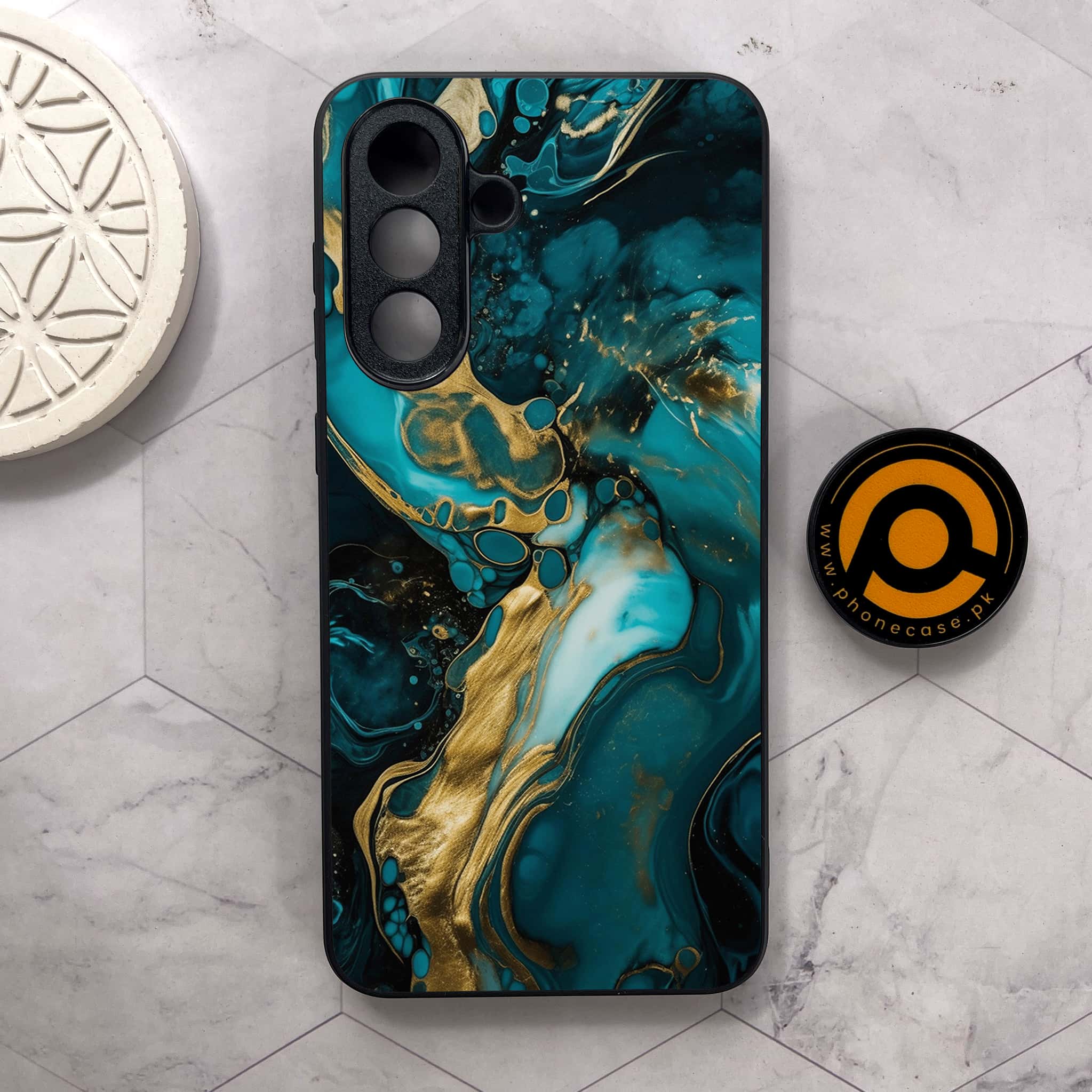 Samsung Galaxy A26 5G - Liquid Marble Series - Premium Metal Printed soft Bumper shock Proof Case