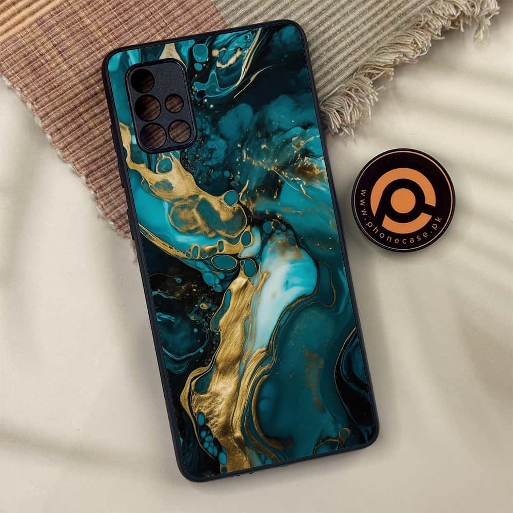 Samsung Galaxy A71 - Liquid Marble Series - Premium Metal Printed soft Bumper shock Proof Case