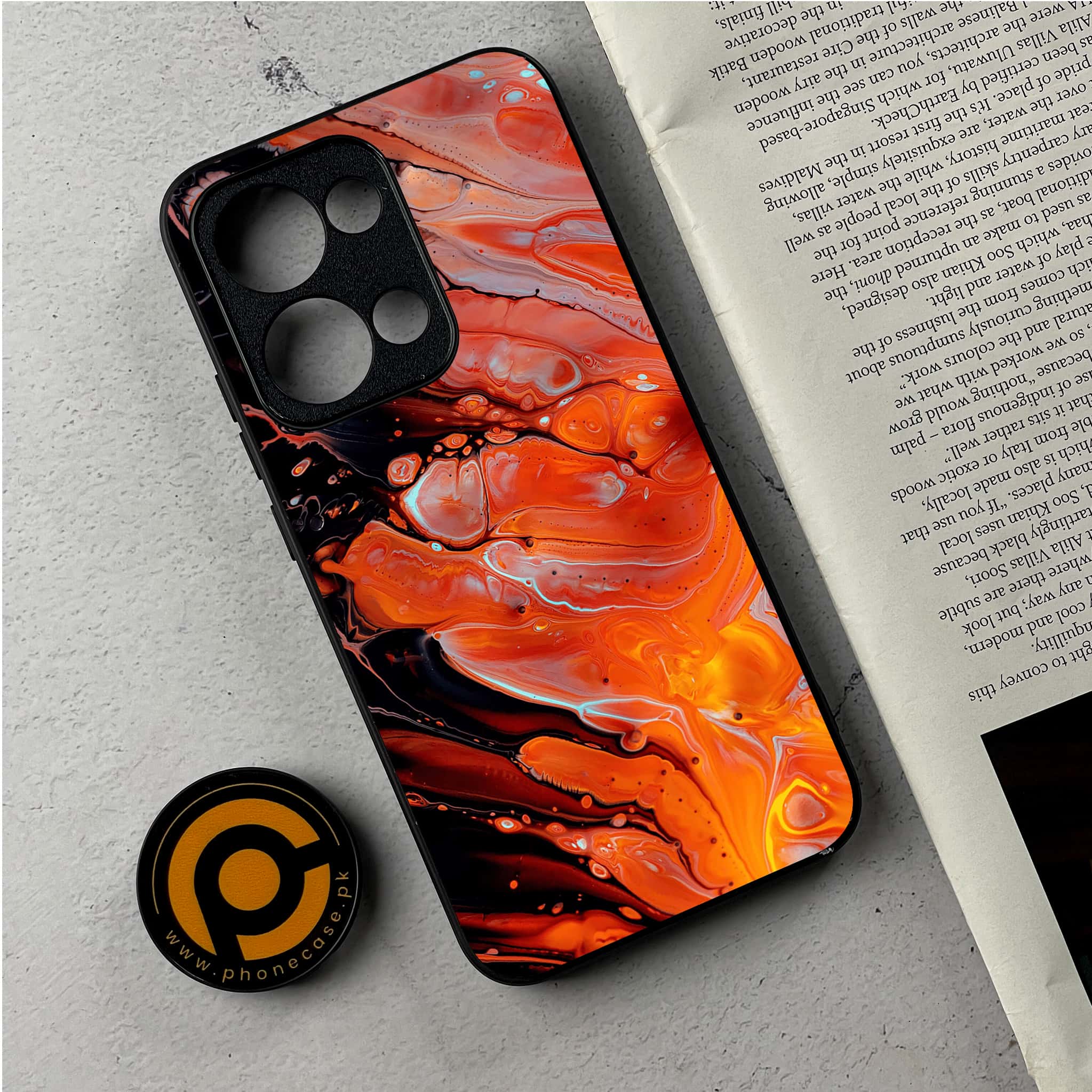 Oppo Reno 13 - Liquid Marble Series - Premium Metal Printed Soft Bumper Shockproof Case