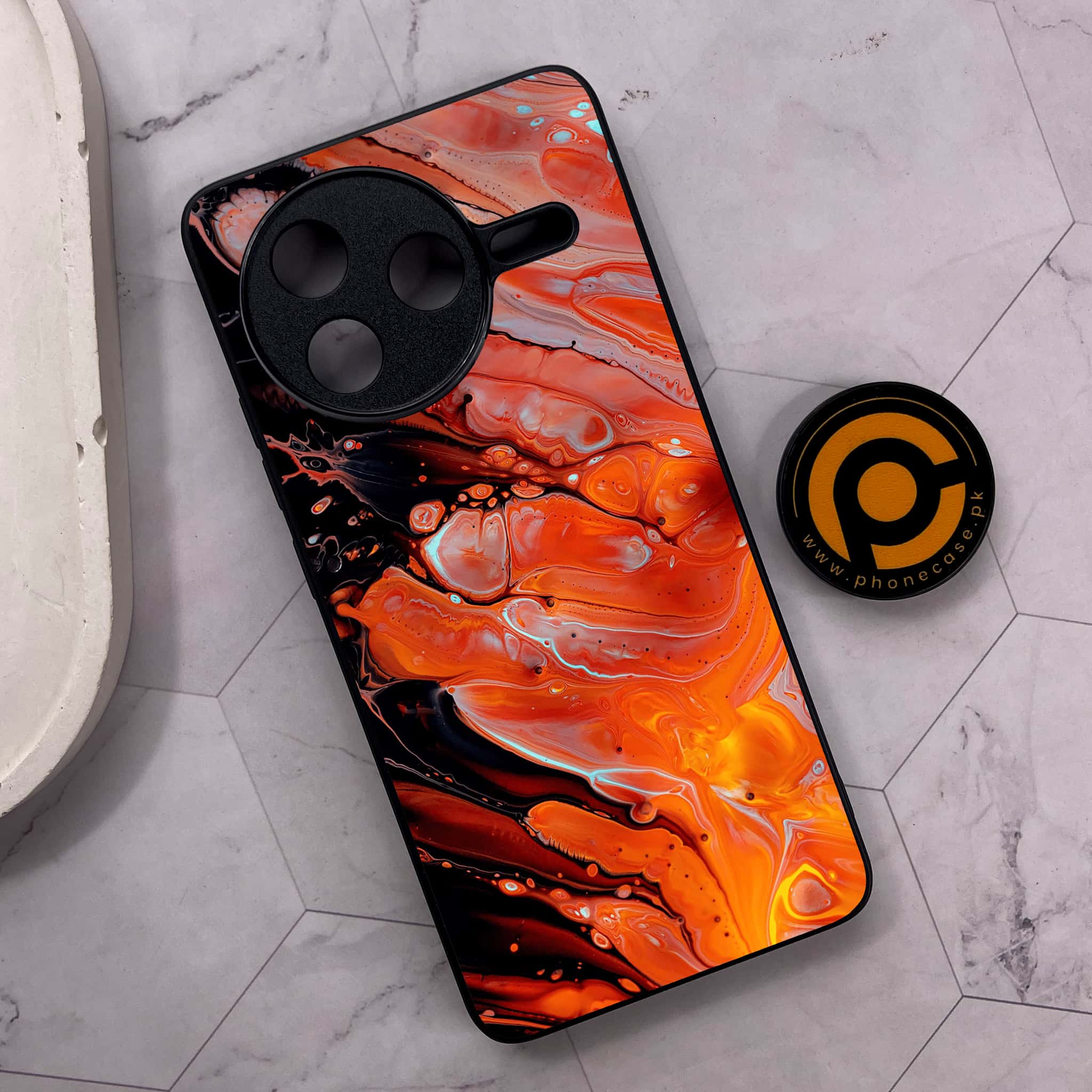 Xiaomi Poco F7 Pro 5G - Liquid Marble Series - Premium Metal Printed soft Bumper shock Proof Case