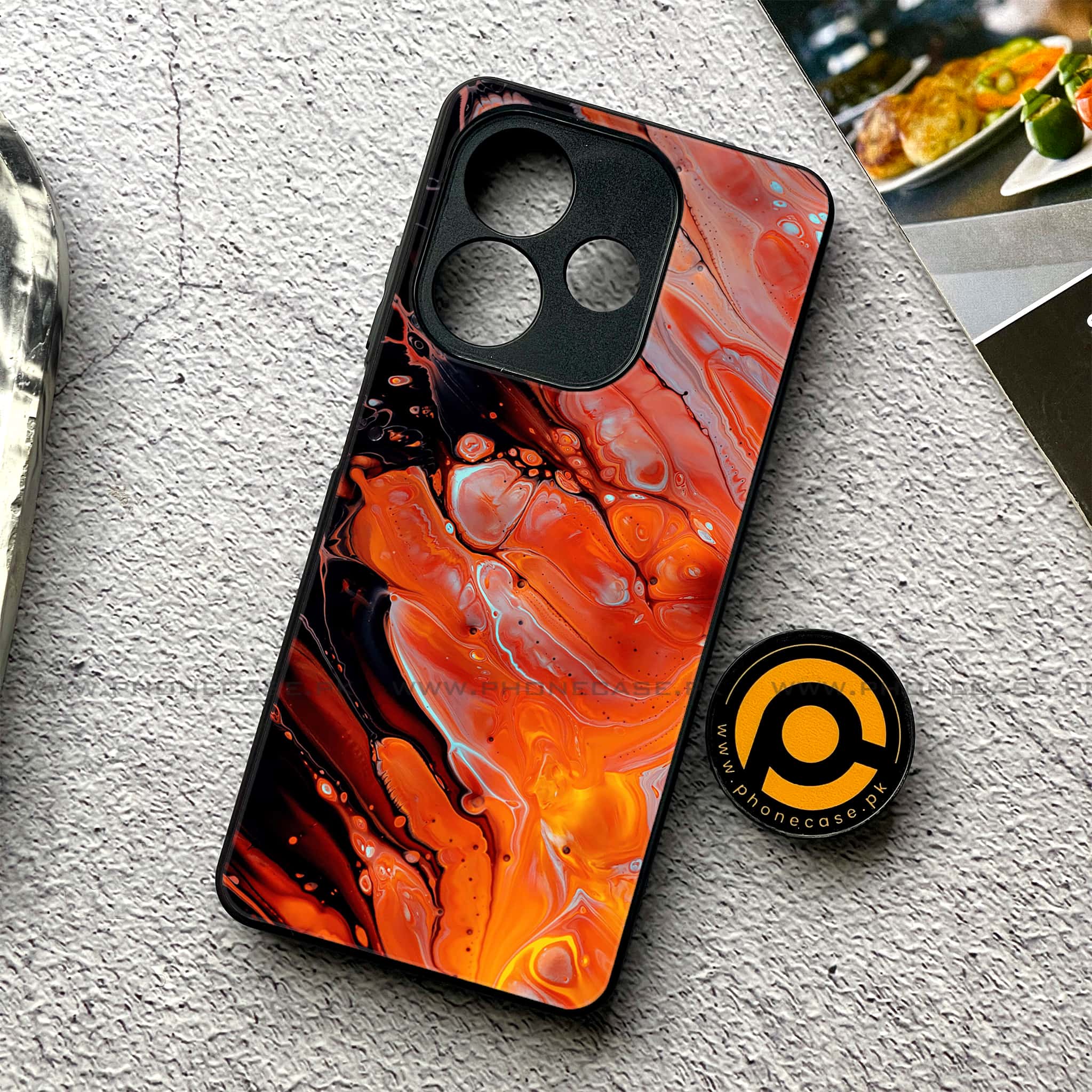Oppo A5 Pro - Liquid Marble Series - Premium Metal Printed soft Bumper shock Proof Case