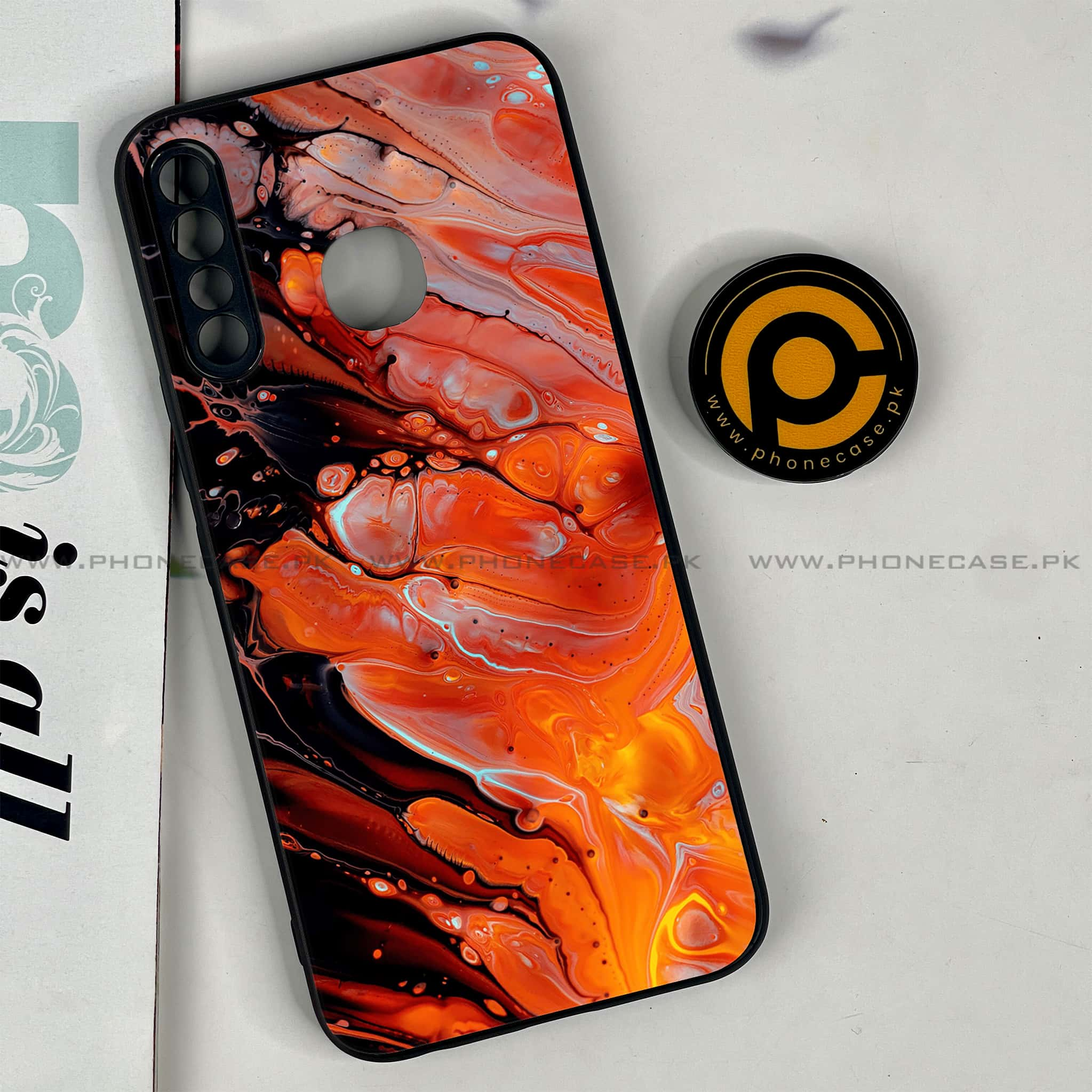 Infinix Hot 8 Lite - Liquid Marble Series - Premium Printed Glass soft Bumper shock Proof Case