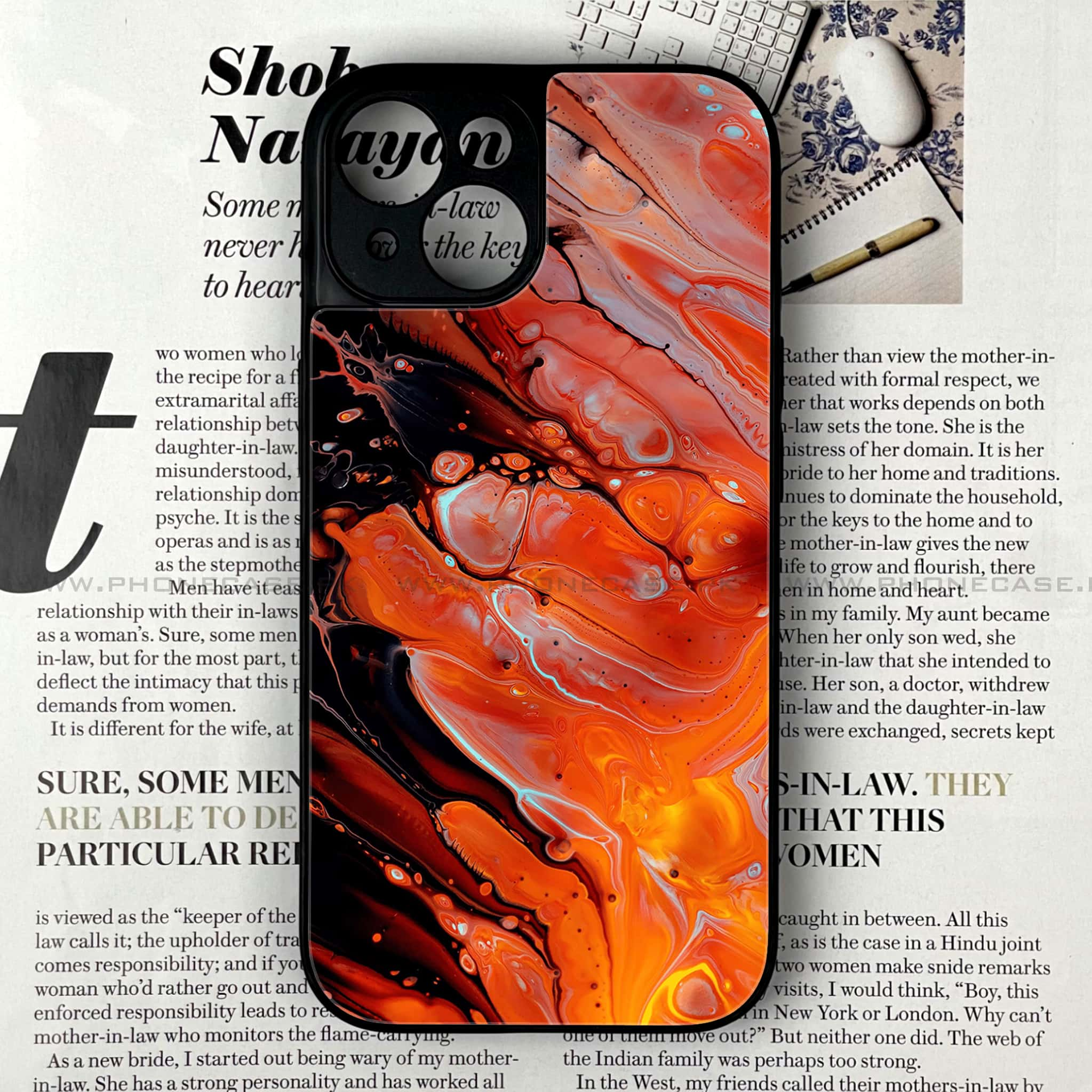 iPhone 14 - Liquid Marble Series - Premium Printed Glass soft Bumper shock Proof Case