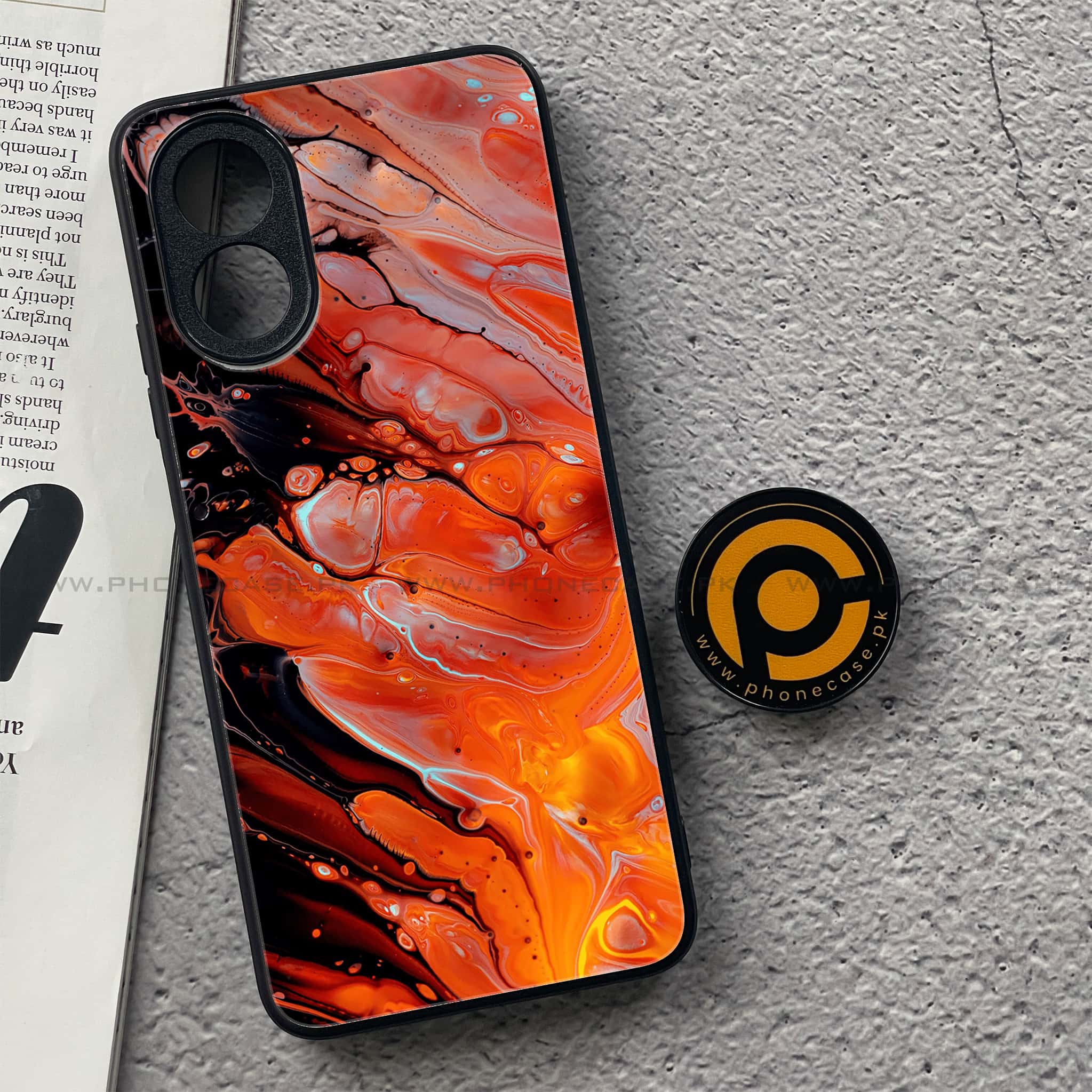 Oppo A18 4G - Liquid Marble Series - Premium Printed Glass soft Bumper shock Proof Case