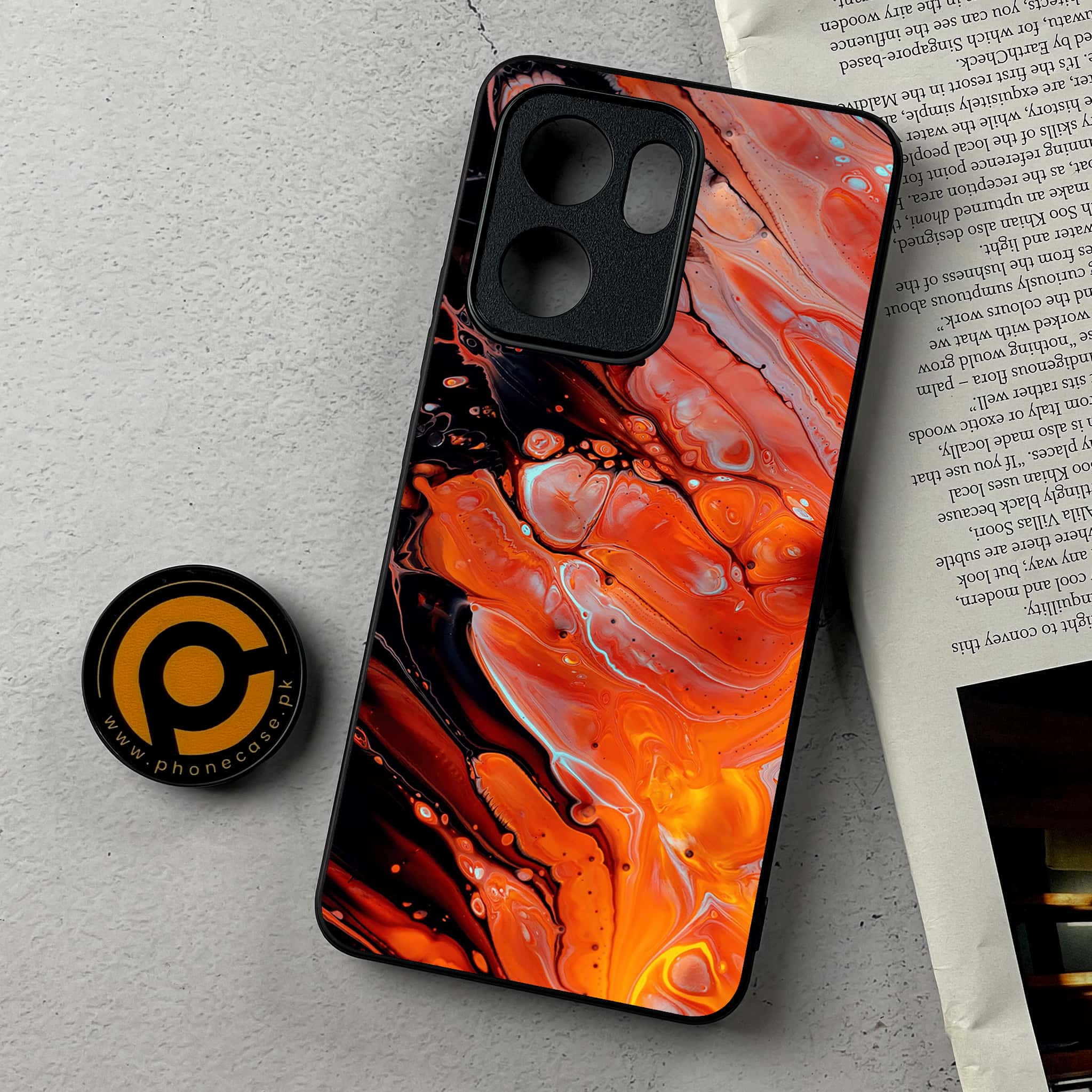 Oppo Reno 13F - Liquid Marble Series - Premium Metal Printed Soft Bumper Shockproof Case