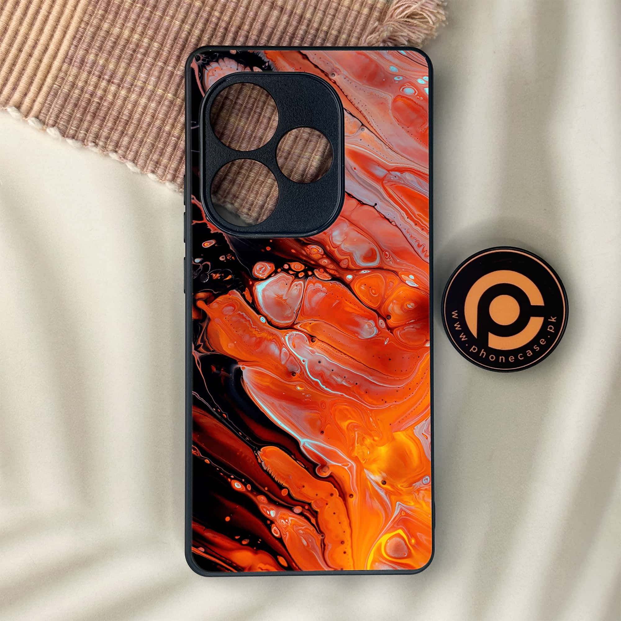 Realme GT 6 - Liquid Marble Series - Premium Metal Printed soft Bumper shock Proof Case