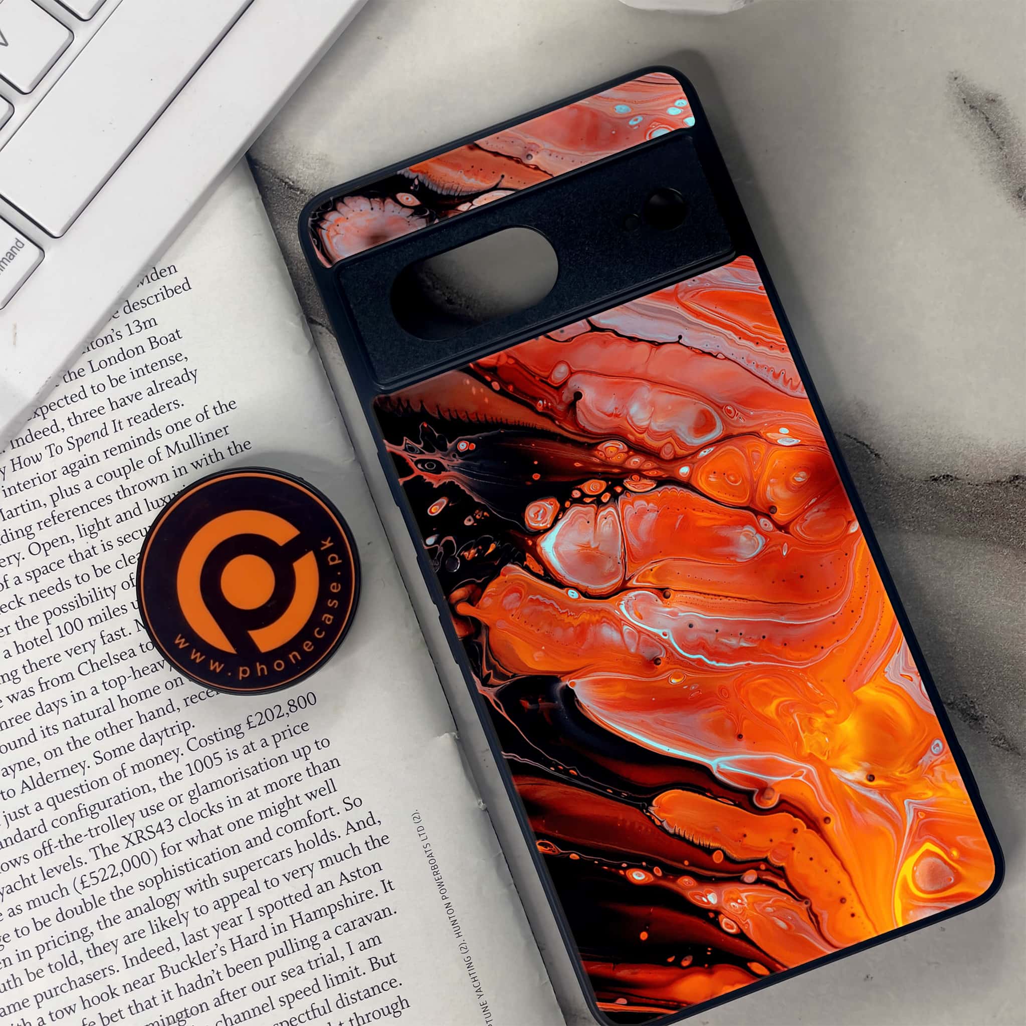 Google Pixel 7 - Liquid Marble Series - Premium Metal Printed soft Bumper Shock Proof Case