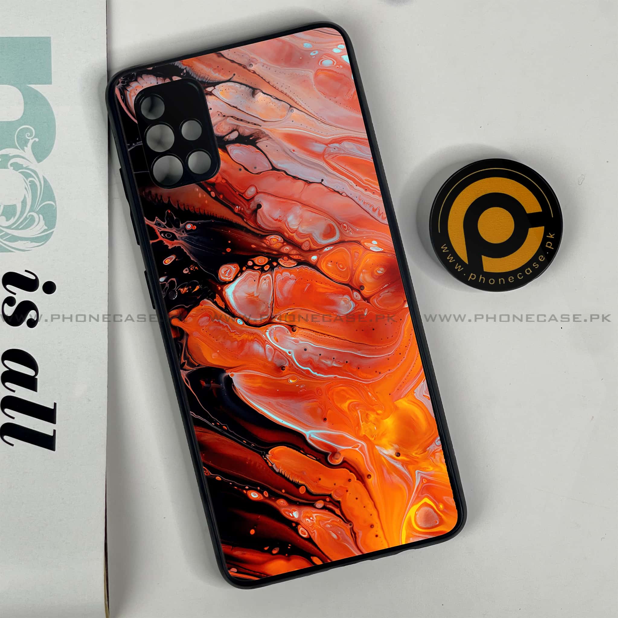 Samsung Galaxy A51 Liquid Marble Series Premium Printed Glass soft Bumper shock Proof Case