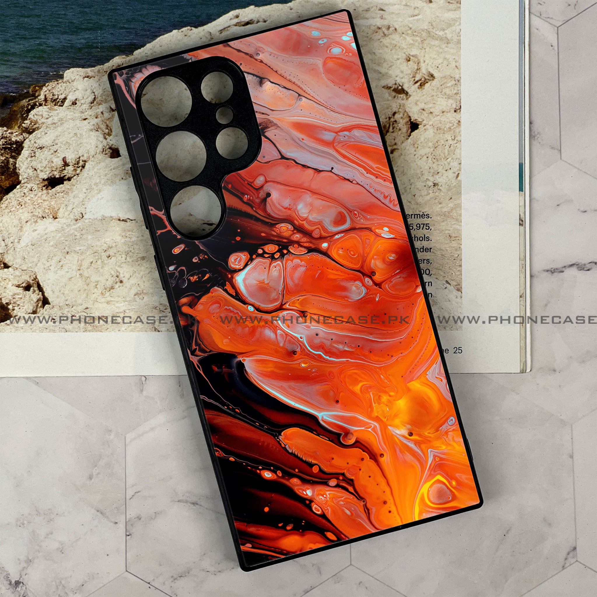 Samsung Galaxy S22 Ultra - Liquid Marble Series - Premium Metal Printed soft Bumper shock Proof Case