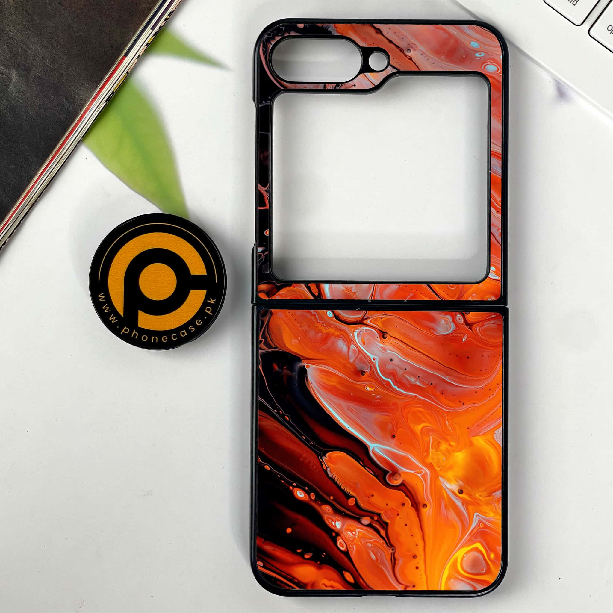 Galaxy Z Flip 6 - Liquid Marble Series - Premium Printed Glass soft Bumper shock Proof Case