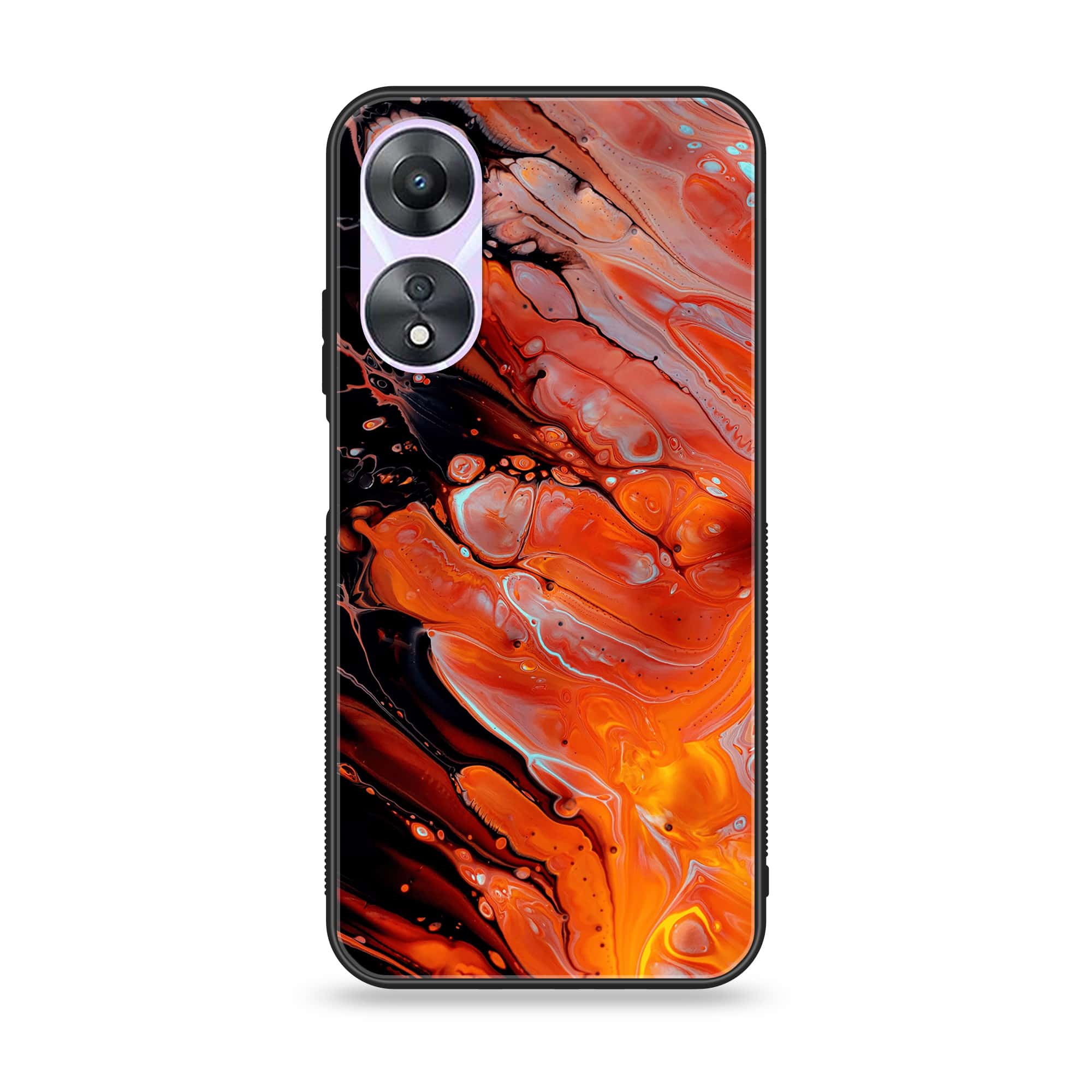 Oppo A78 4G - Liquid Marble Series - Premium Printed Glass soft Bumper shock Proof Case