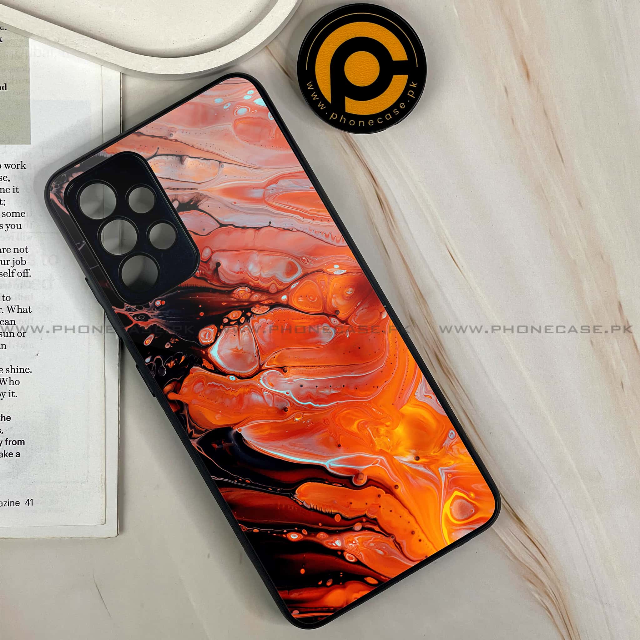 Samsung Galaxy A32 4G - Liquid Marble Series - Premium Printed Glass soft Bumper shock Proof Case