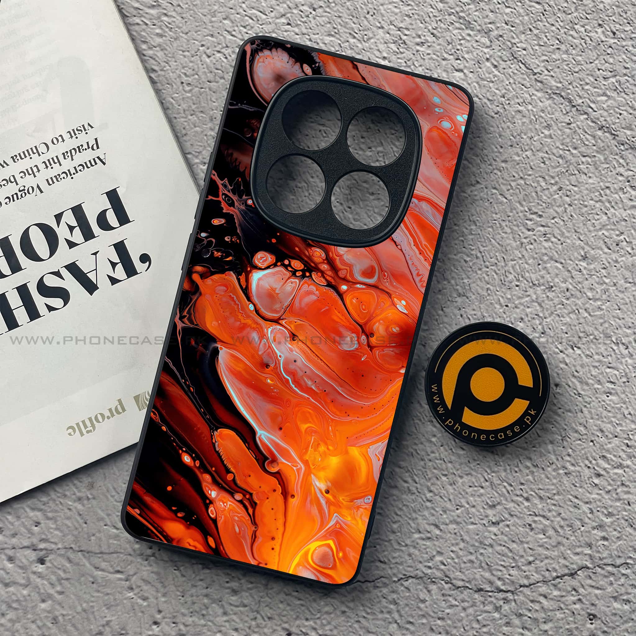 Redmi Note 14 Pro Plus 5G - Liquid Marble Series - Premium Printed Glass soft Bumper shock Proof Case