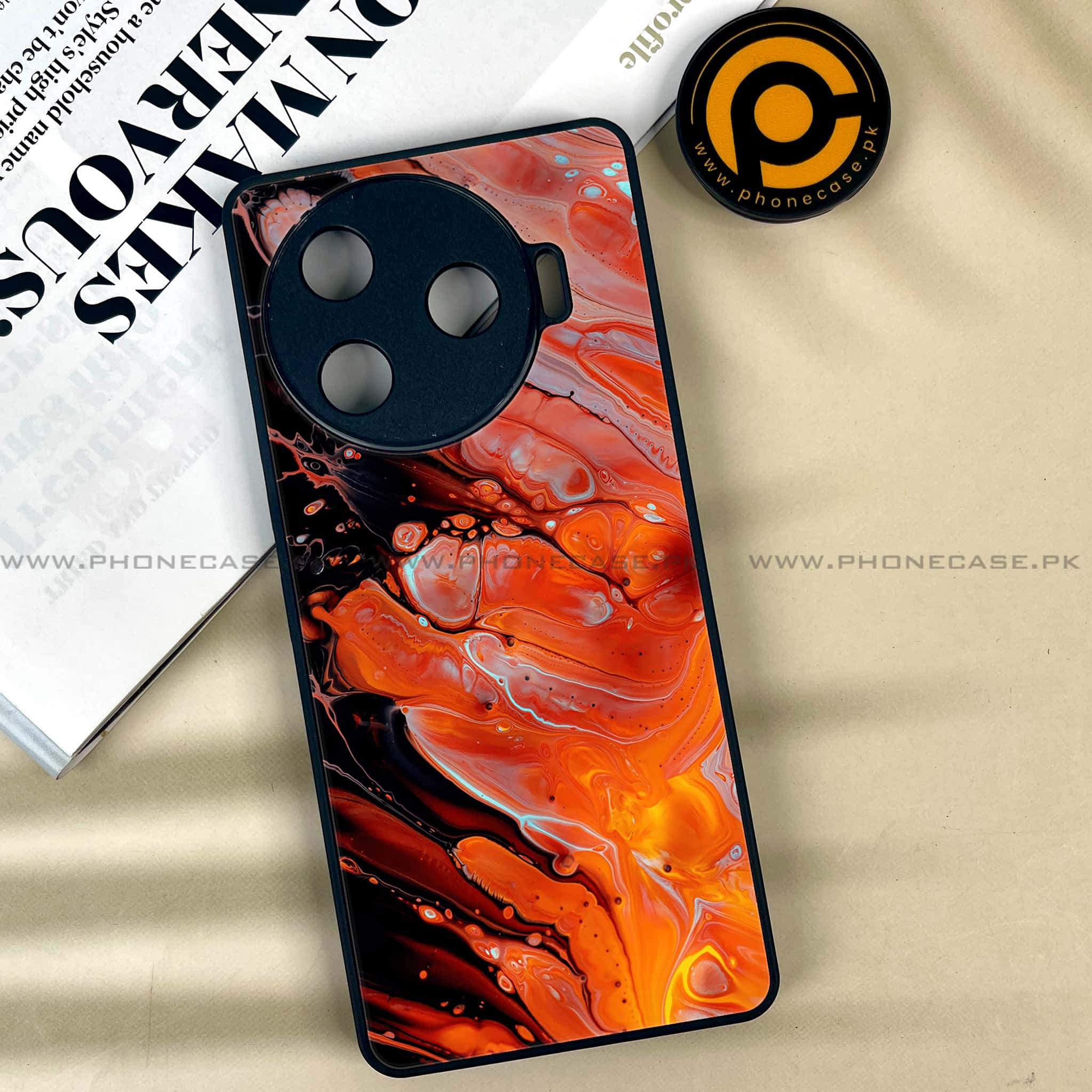 Tecno Camon 30 Pro - Liquid Marble Series - Premium Printed Glass soft Bumper shock Proof Case