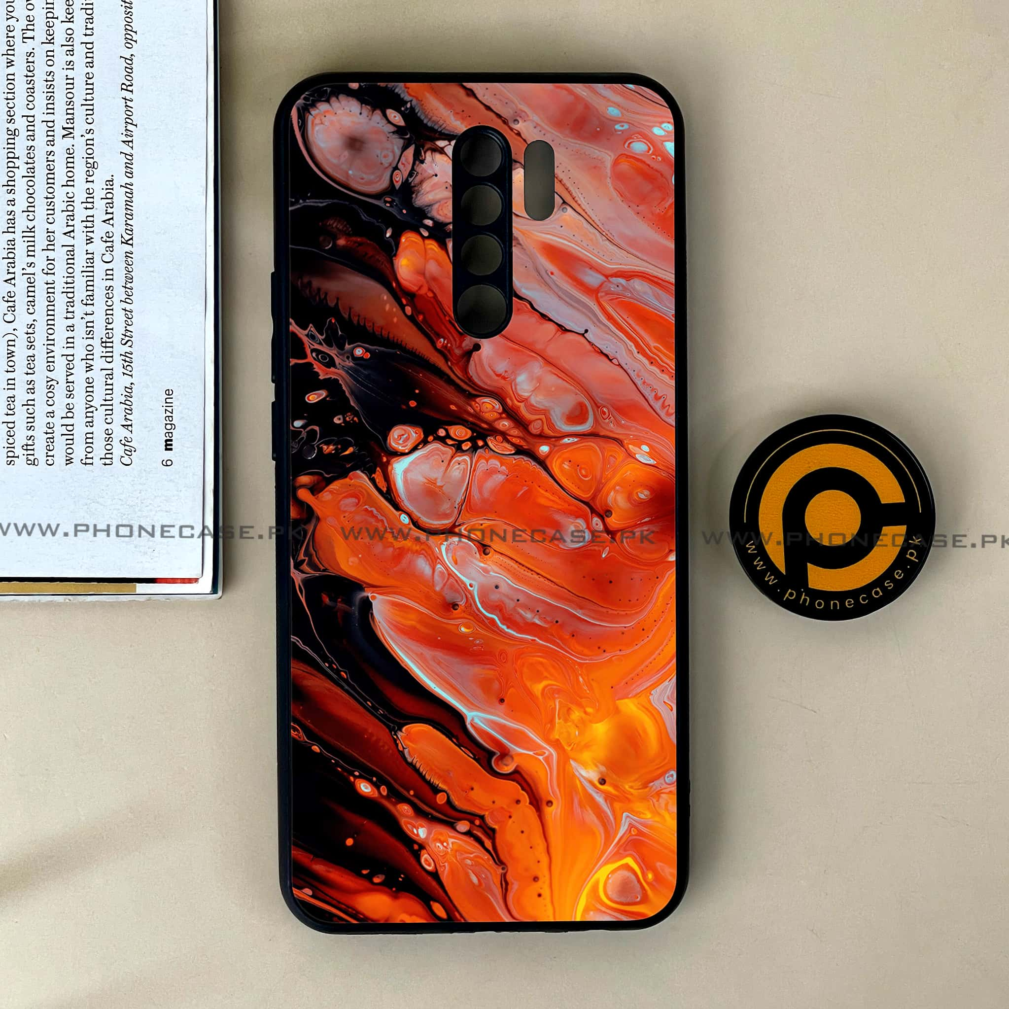 Xiaomi Redmi 9 - Liquid Marble Series - Premium Printed Glass soft Bumper shock Proof Case