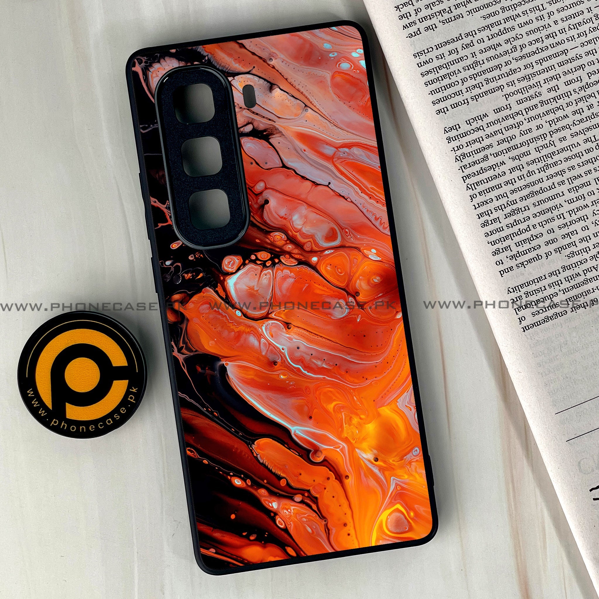 Infinix Hot 60 Pro Plus - Liquid Marble Series - Premium Metal Printed soft Bumper shock Proof Case