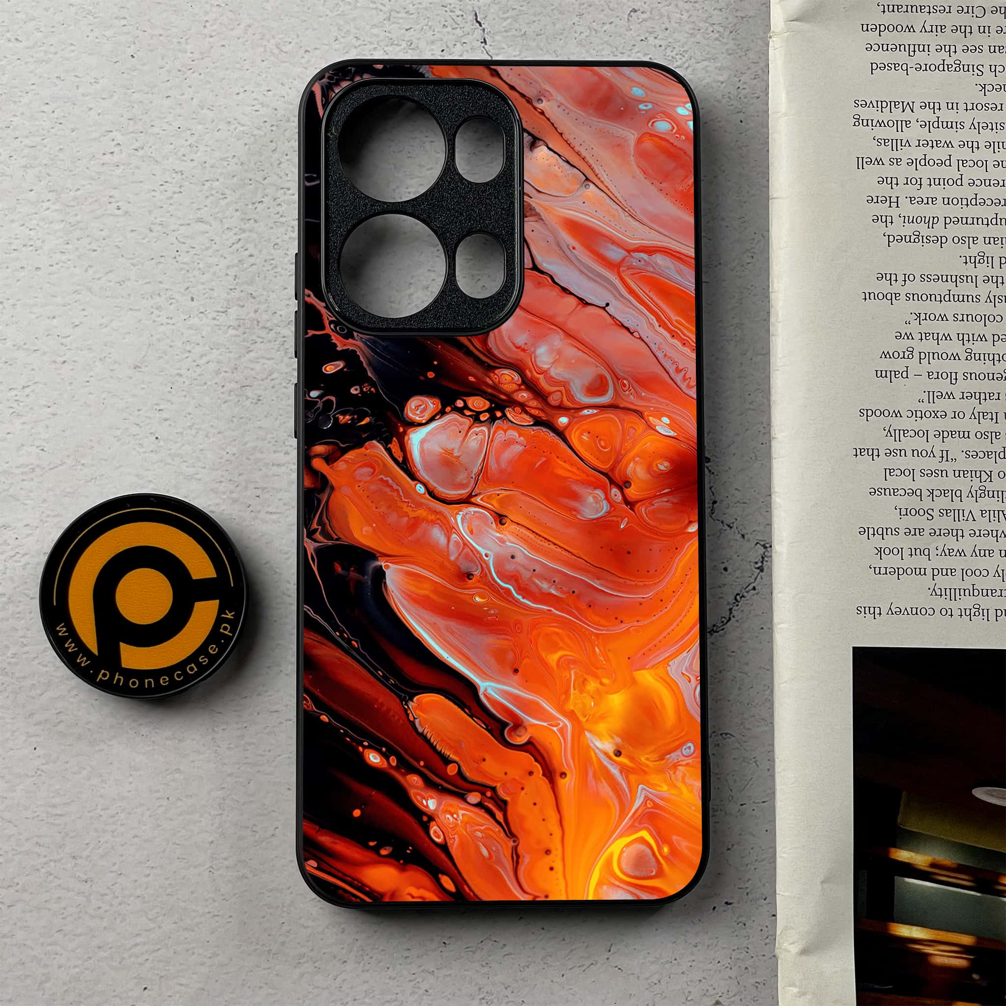 Oppo Reno 13 Pro - Liquid Marble Series - Premium Metal Printed Soft Bumper Shockproof Case