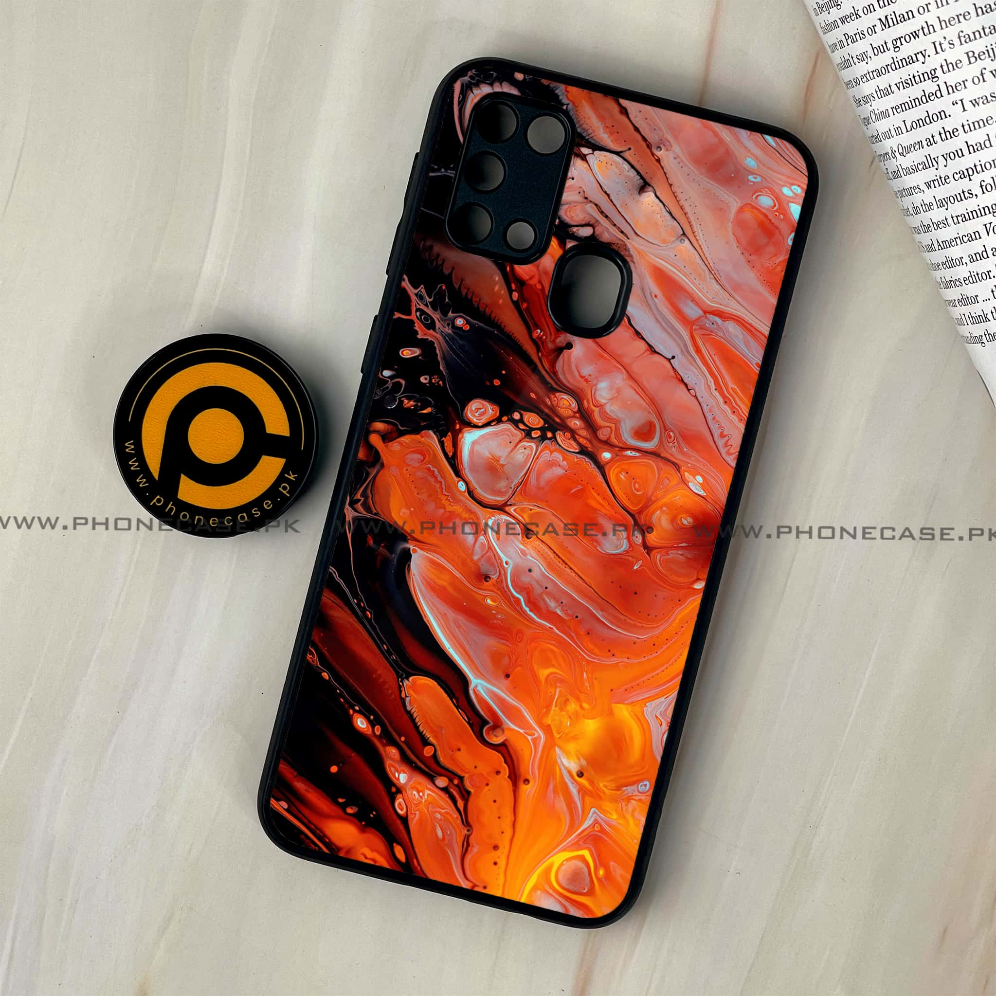 Galaxy M31 - Liquid Marble Series - Premium Printed Glass soft Bumper shock Proof Case