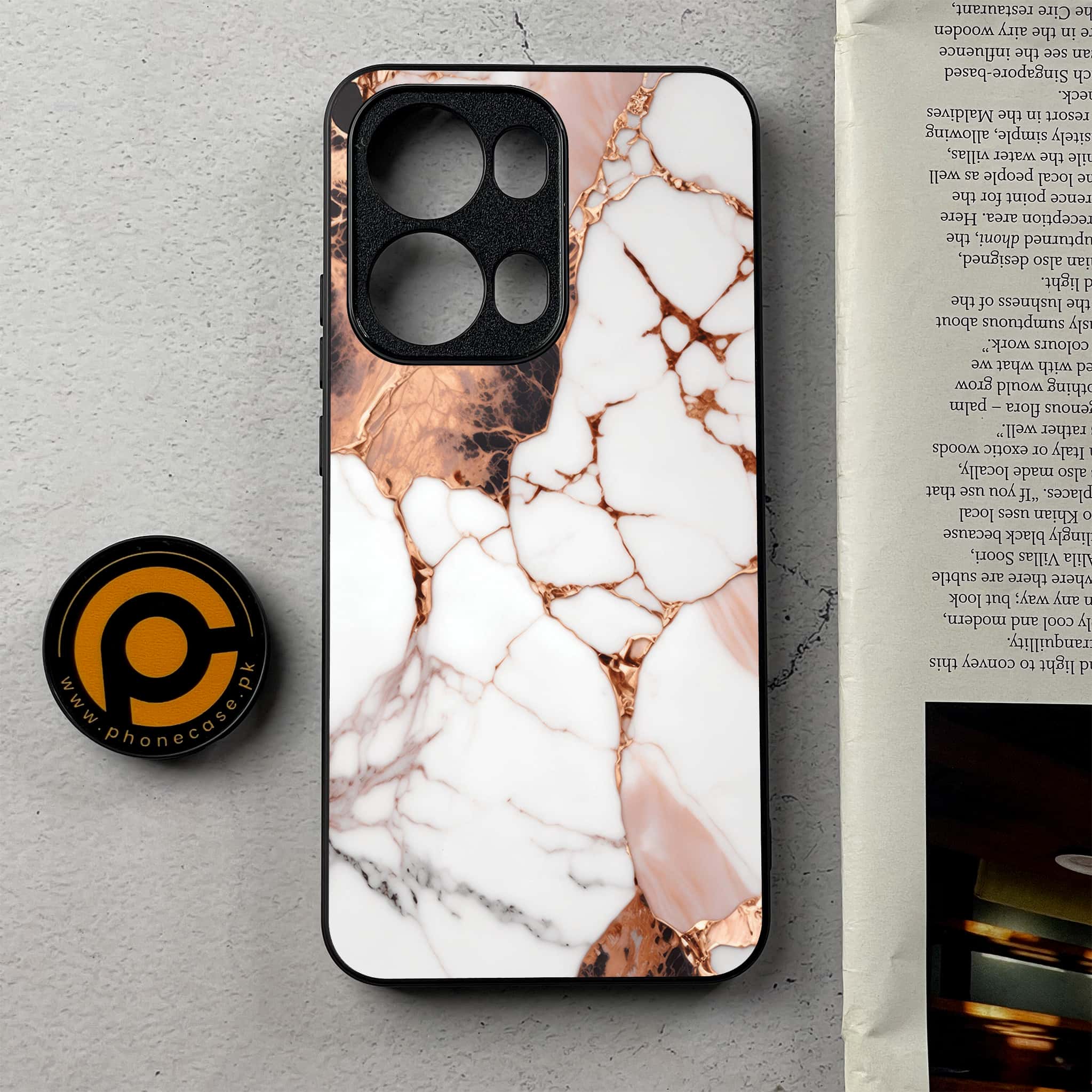 Oppo Reno 13 Pro - Liquid Marble Series - Premium Metal Printed Soft Bumper Shockproof Case