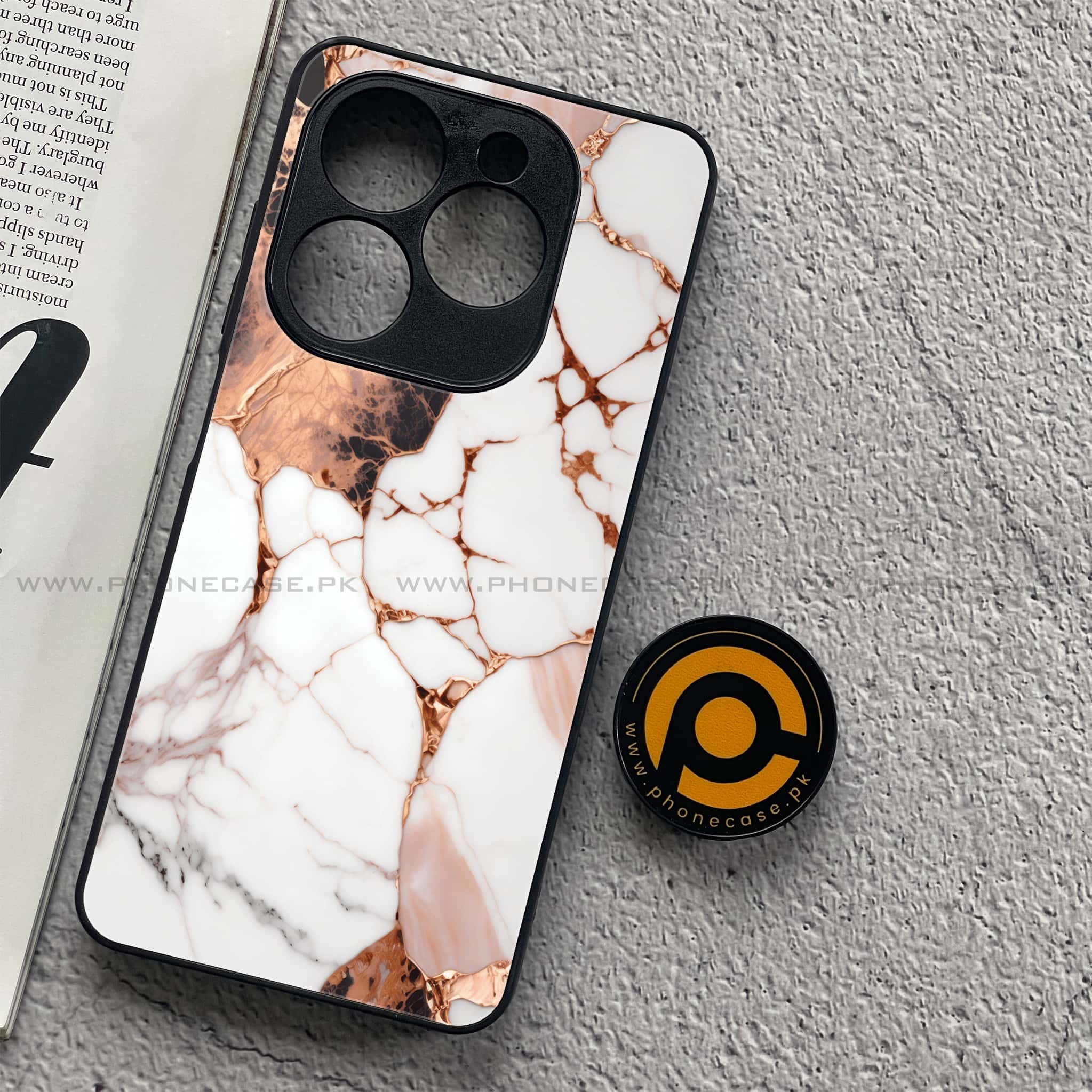 Tecno Spark 20C - Liquid Marble Series - Premium Printed Glass soft Bumper shock Proof Case