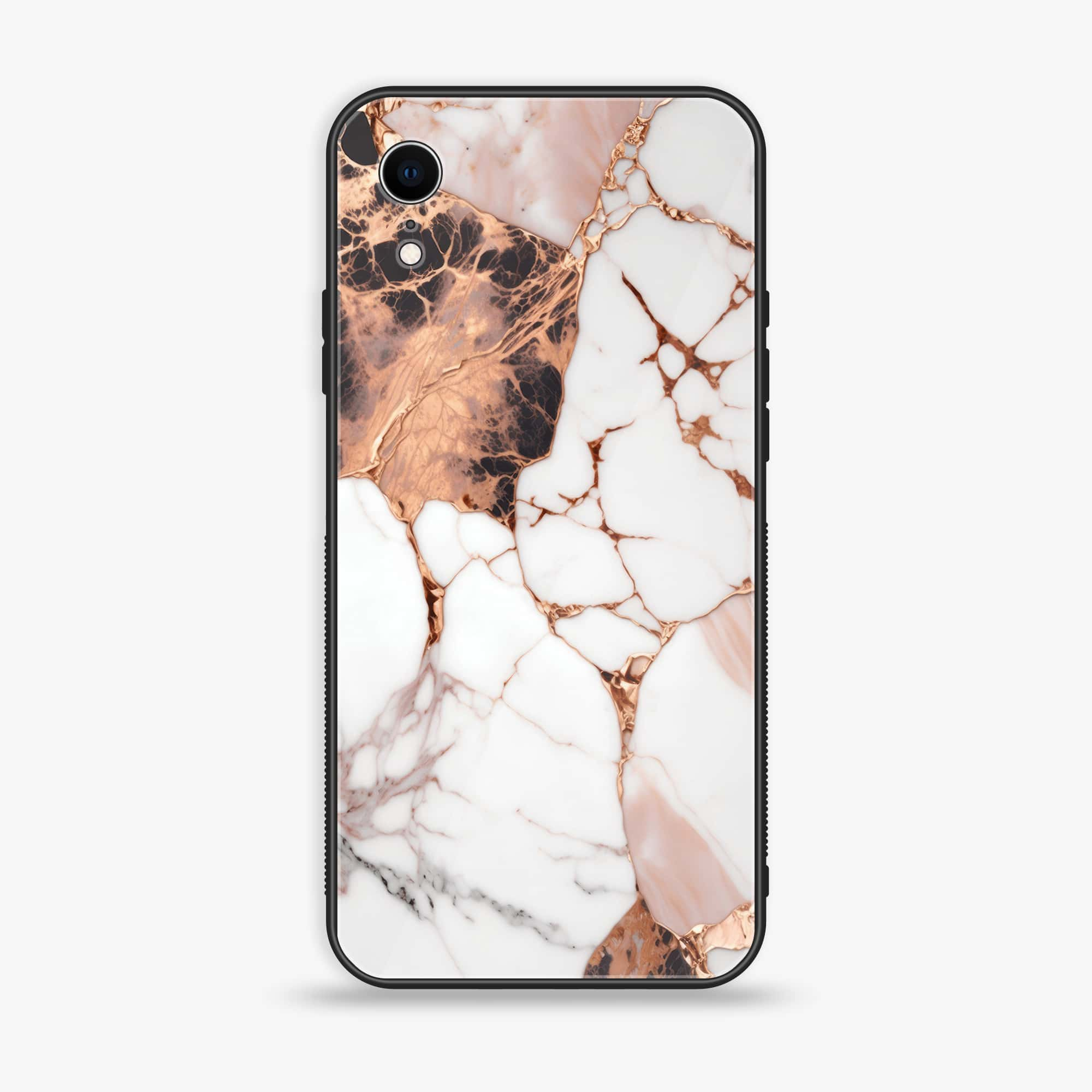 iPhone XR - Liquid Marble Series - Premium Printed Glass soft Bumper shock Proof Case