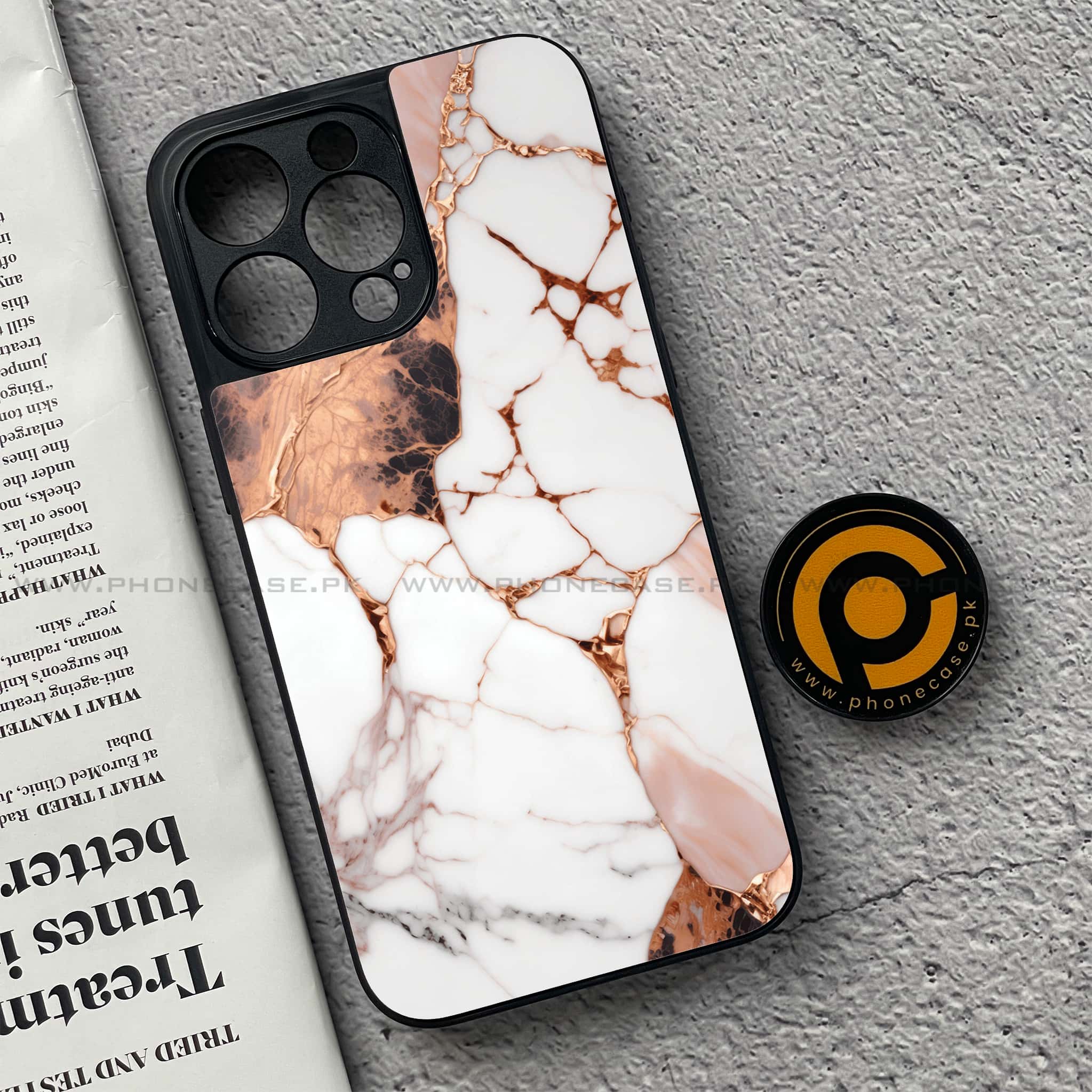 iPhone 15 Pro - Liquid Marble Series - Premium Metal Printed soft Bumper shock Proof Case