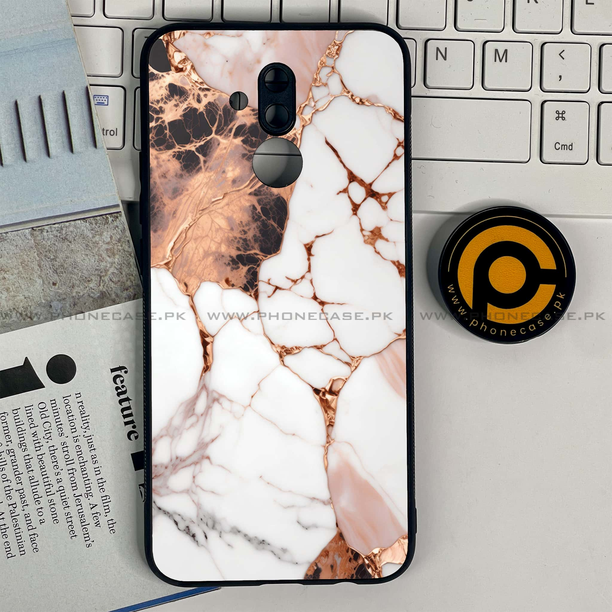 Huawei Mate 20 Lite - Liquid Marble Series - Premium Printed Glass soft Bumper shock Proof Case