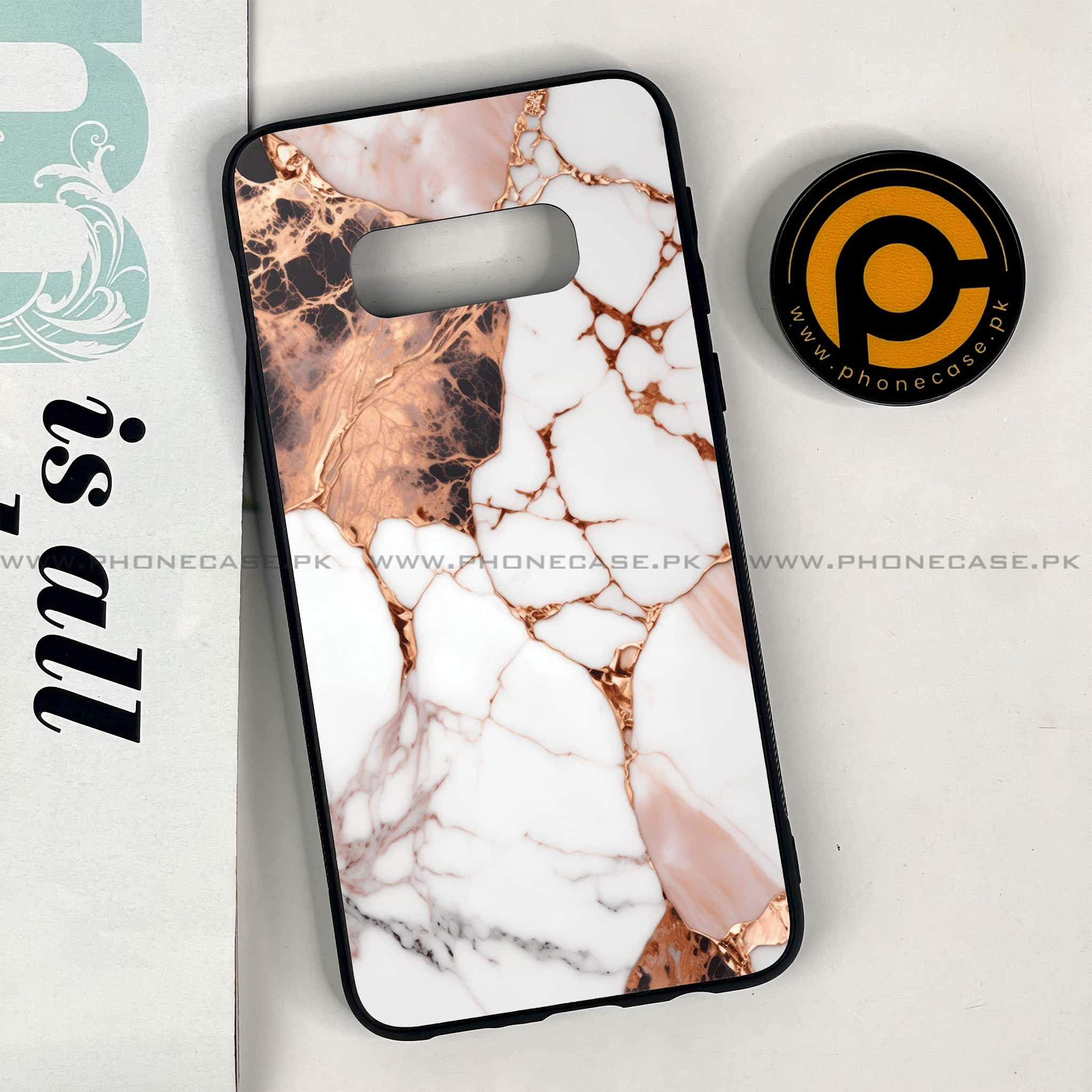 Galaxy S10e - Liquid Marble Series - Premium Printed Glass soft Bumper shock Proof Case