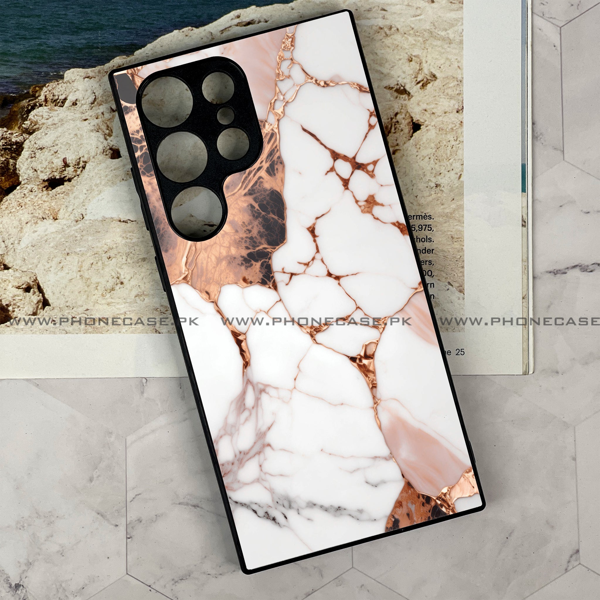 Samsung Galaxy S22 Ultra - Liquid Marble Series - Premium Metal Printed soft Bumper shock Proof Case