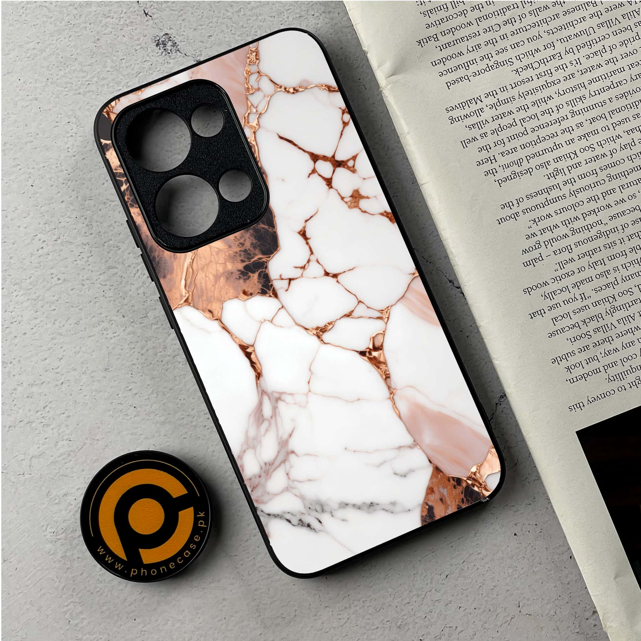 Oppo Reno 13 - Liquid Marble Series - Premium Metal Printed Soft Bumper Shockproof Case