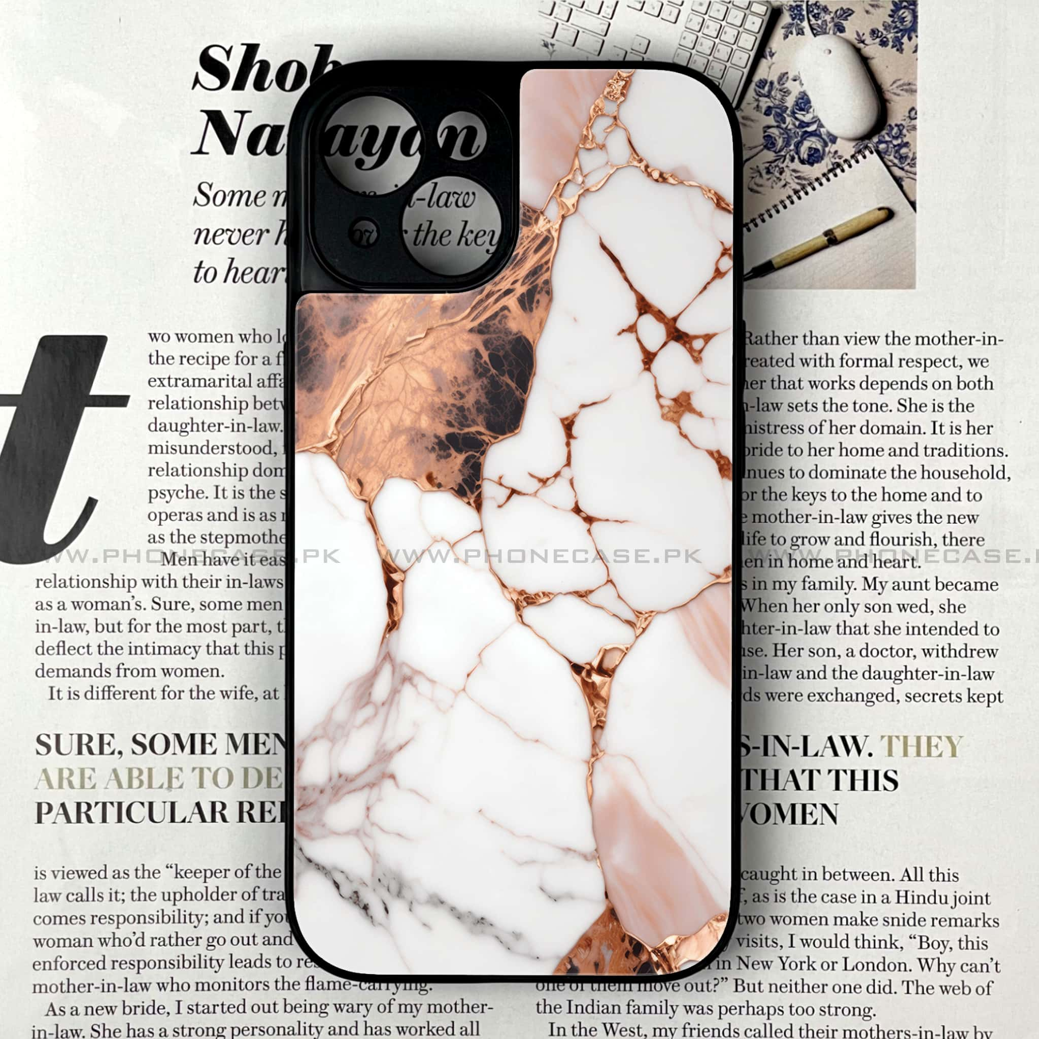 iPhone 15 - Liquid Marble Series - Premium Printed Glass soft Bumper shock Proof Case